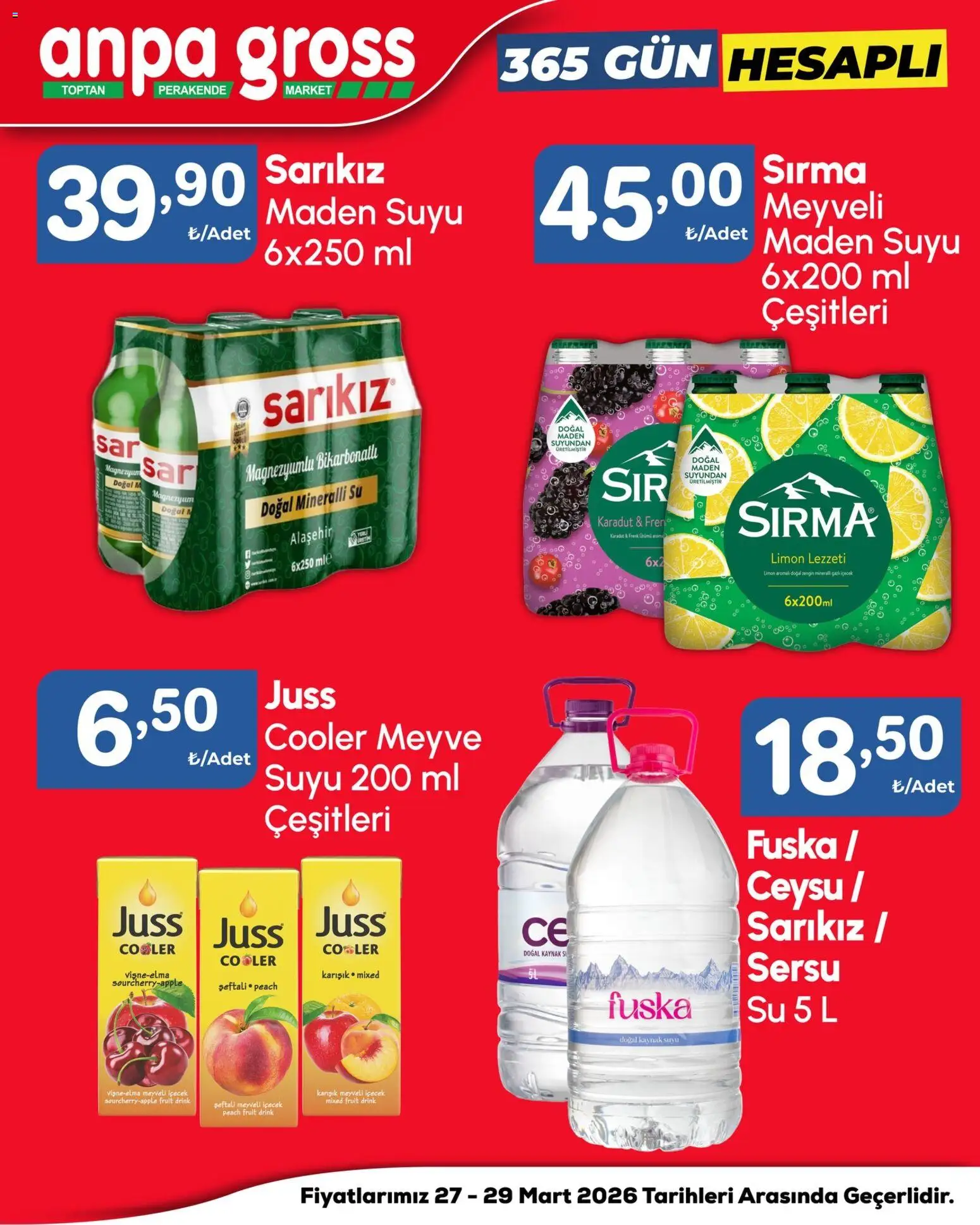 Anpa Gross Katalog - 27.03.2026 tarihinden itibaren geçerlidir | Sayfa: 13 | Ürünler: Su, Meyve, Limon, Maden suyu