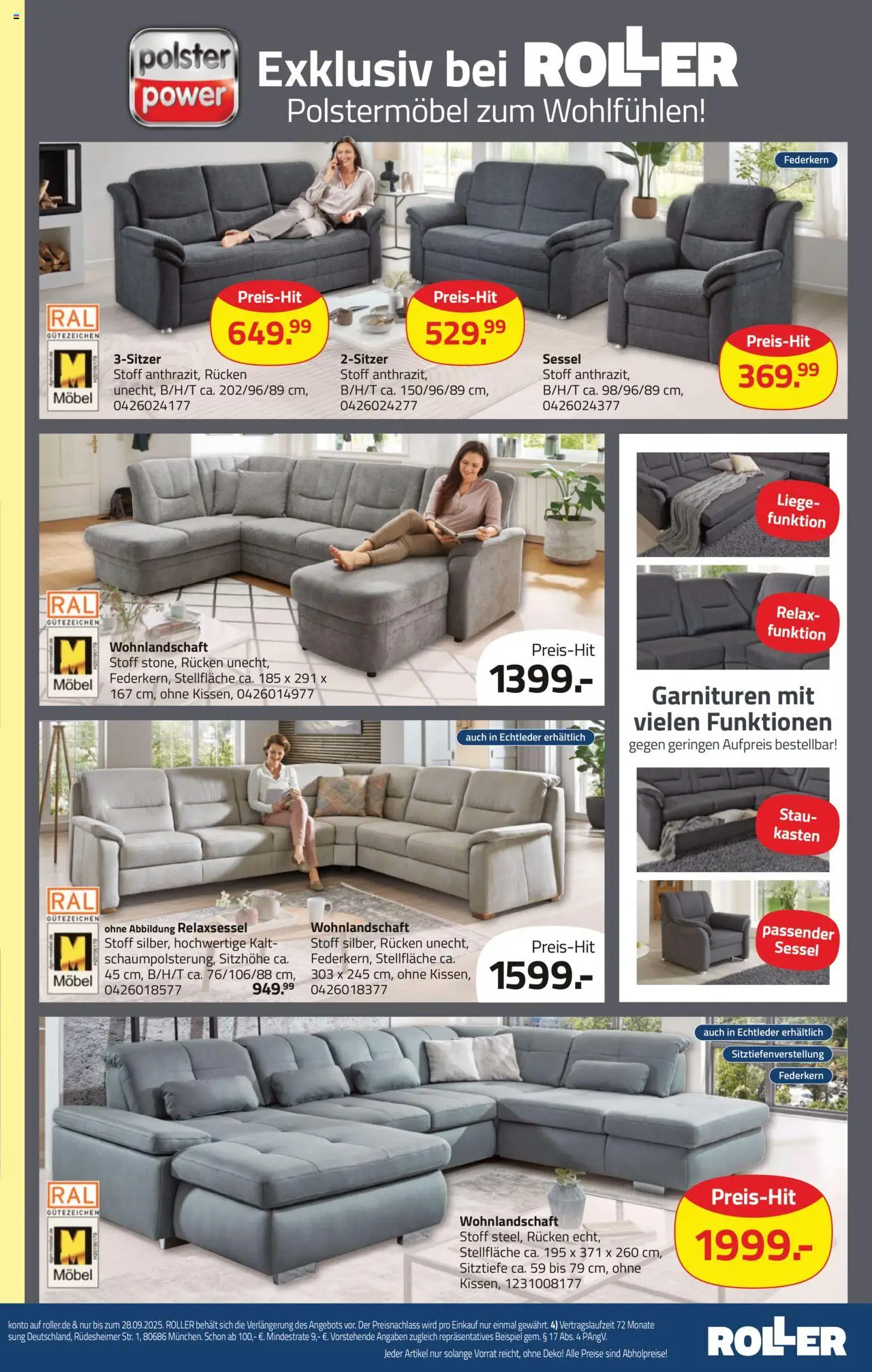 Roller Prospekt 	 - gültig ab dem 17.08.2025 | Seite: 7 | Produkte: Wohnlandschaft, Relaxsessel, Sessel, Liege
