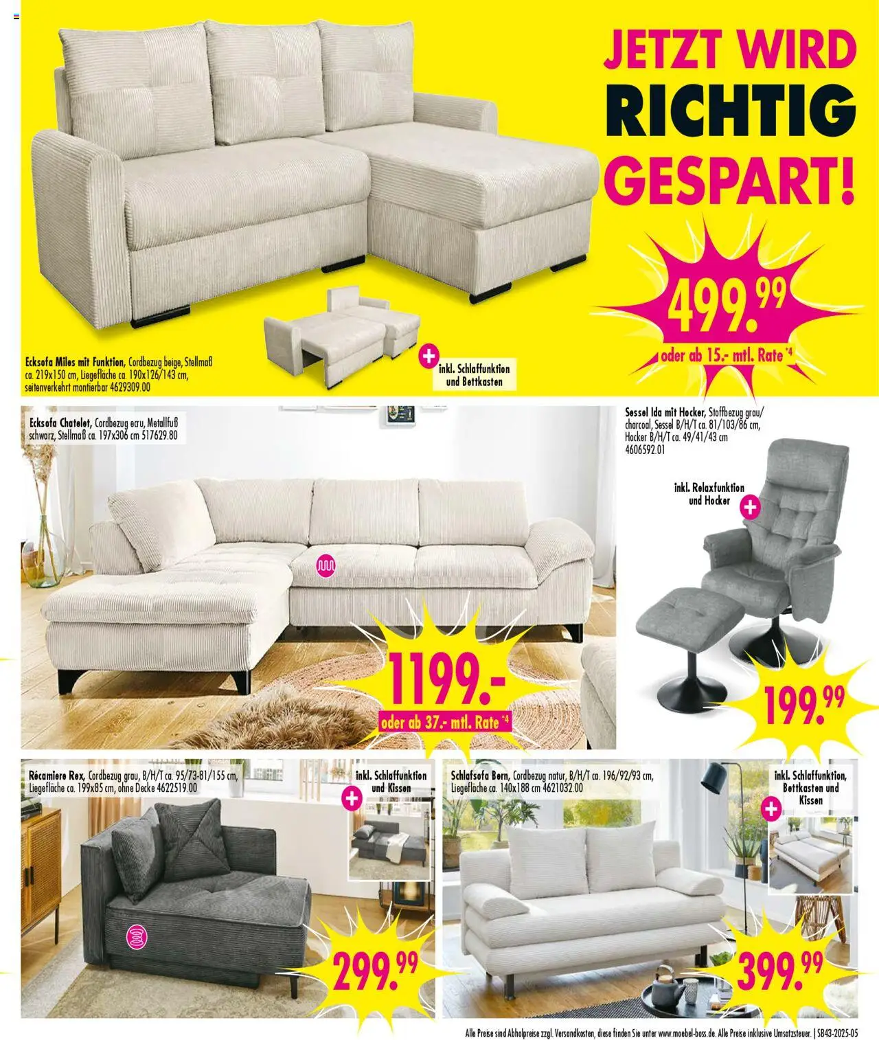 SB Möbel Boss Prospekt 	 – gültig ab 18.10.2025 | Seite: 5 | Produkte: Hocker, Ecksofa, Kissen, Decke