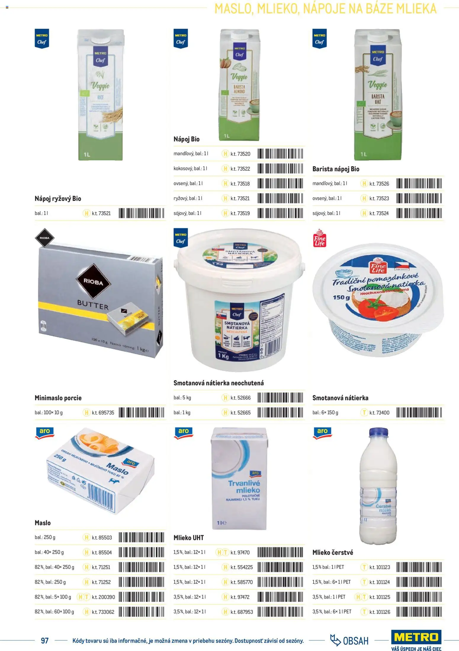 Nové Metro akcie – leták je platný od 01.01.2025 | Strana: 97 | Produkty: Maslo, Mlieko, Barista, Trvanlivé mlieko