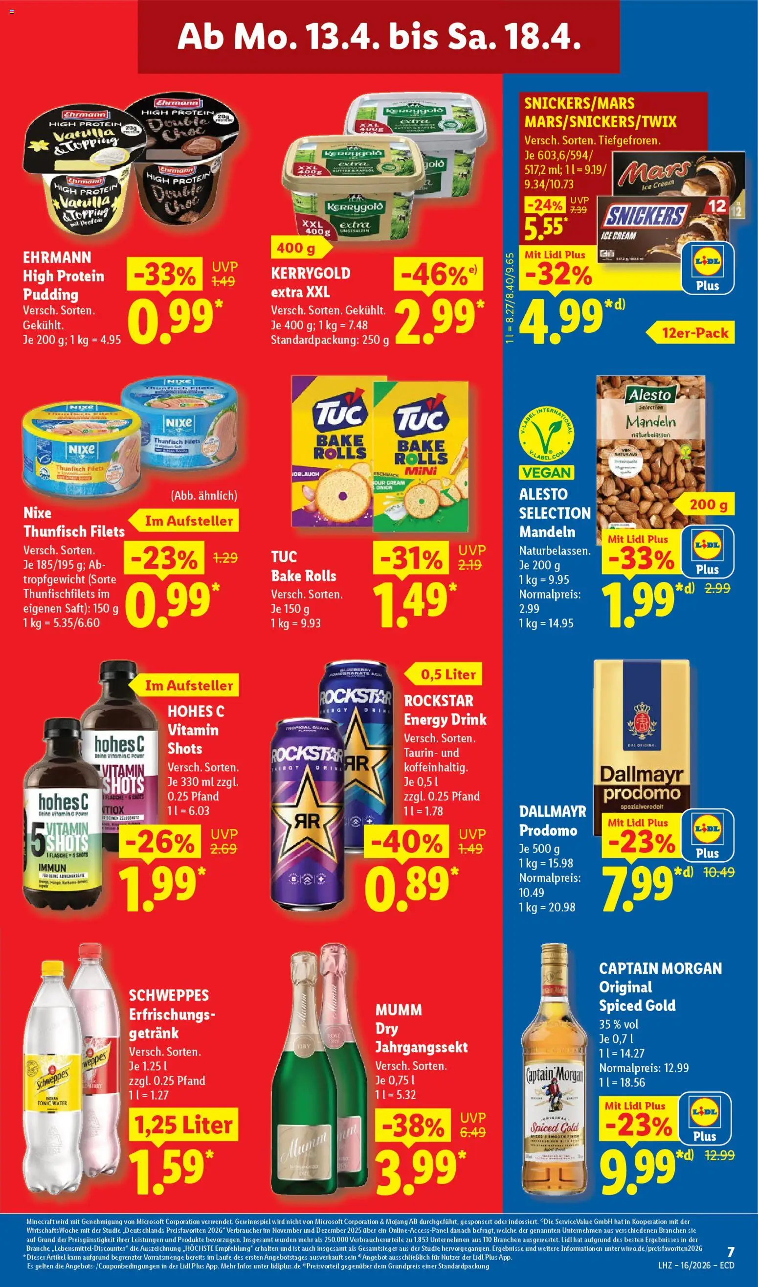 Lidl Prospekt – gültig ab 13.04.2026 | Seite: 13 | Produkte: Energy, Thunfisch, Schweppes, Captain morgan