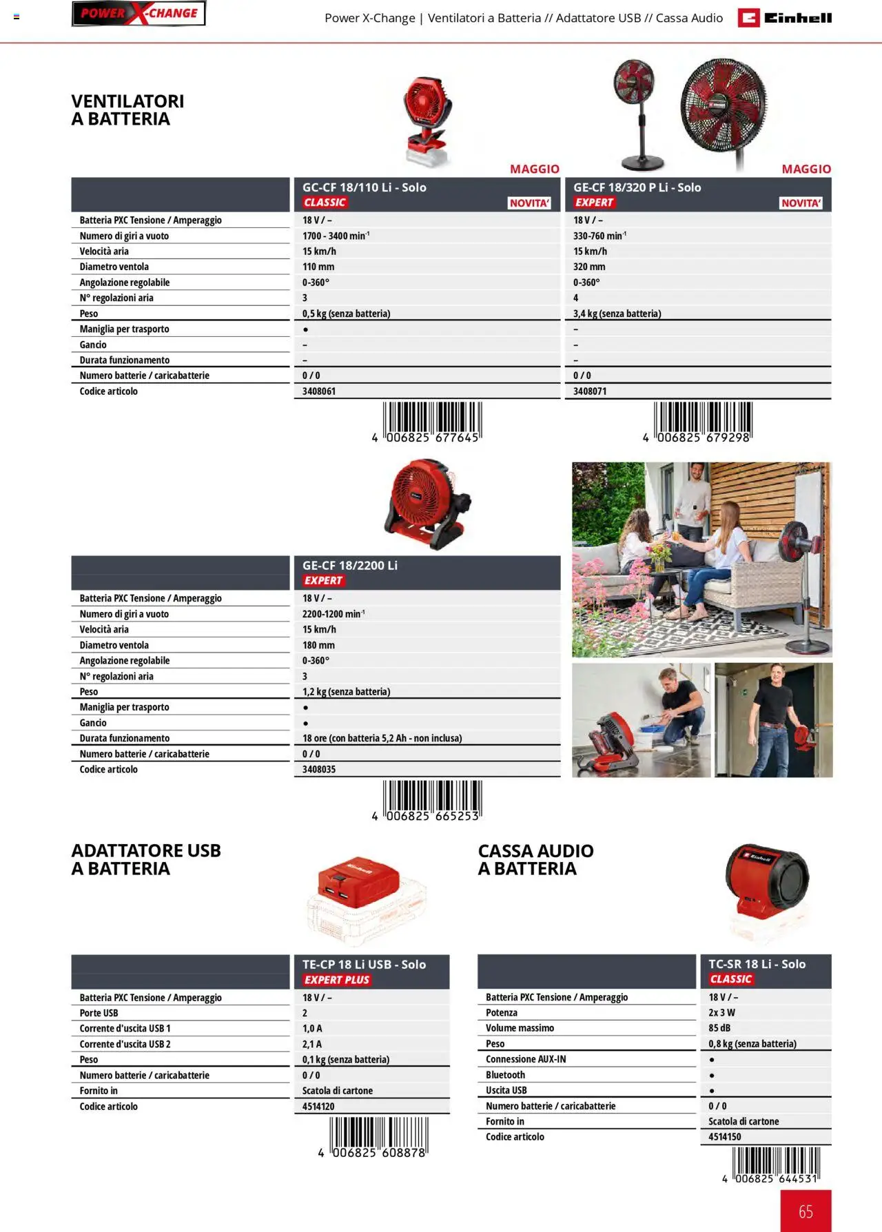 Volantino Einhell del 06.02.2025 | Pagina: 65 | Prodotti: Audio, USB, Batteria, Batterie