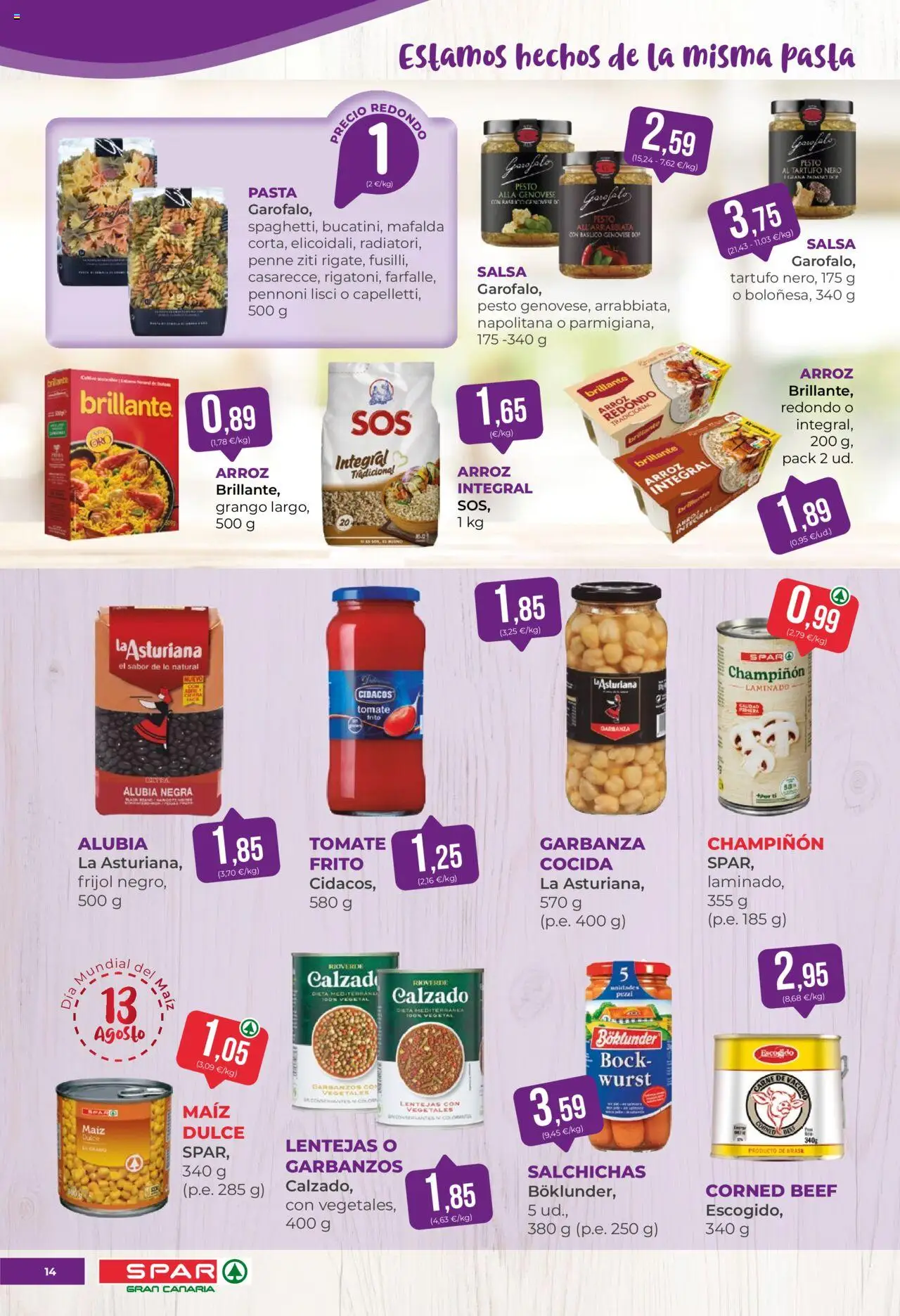 Spar folleto │ válido desde el 08.08.2025 | Página: 14 | Productos: Arroz, Pasta