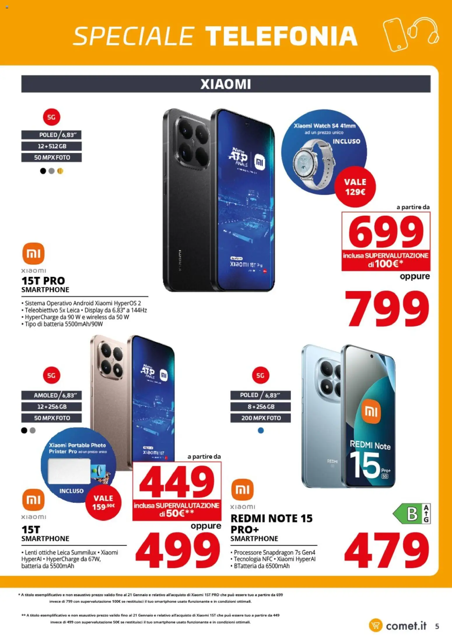 Volantino Comet del 02.01.2026 | Pagina: 5 | Prodotti: Xiaomi, Smartphone, Batteria