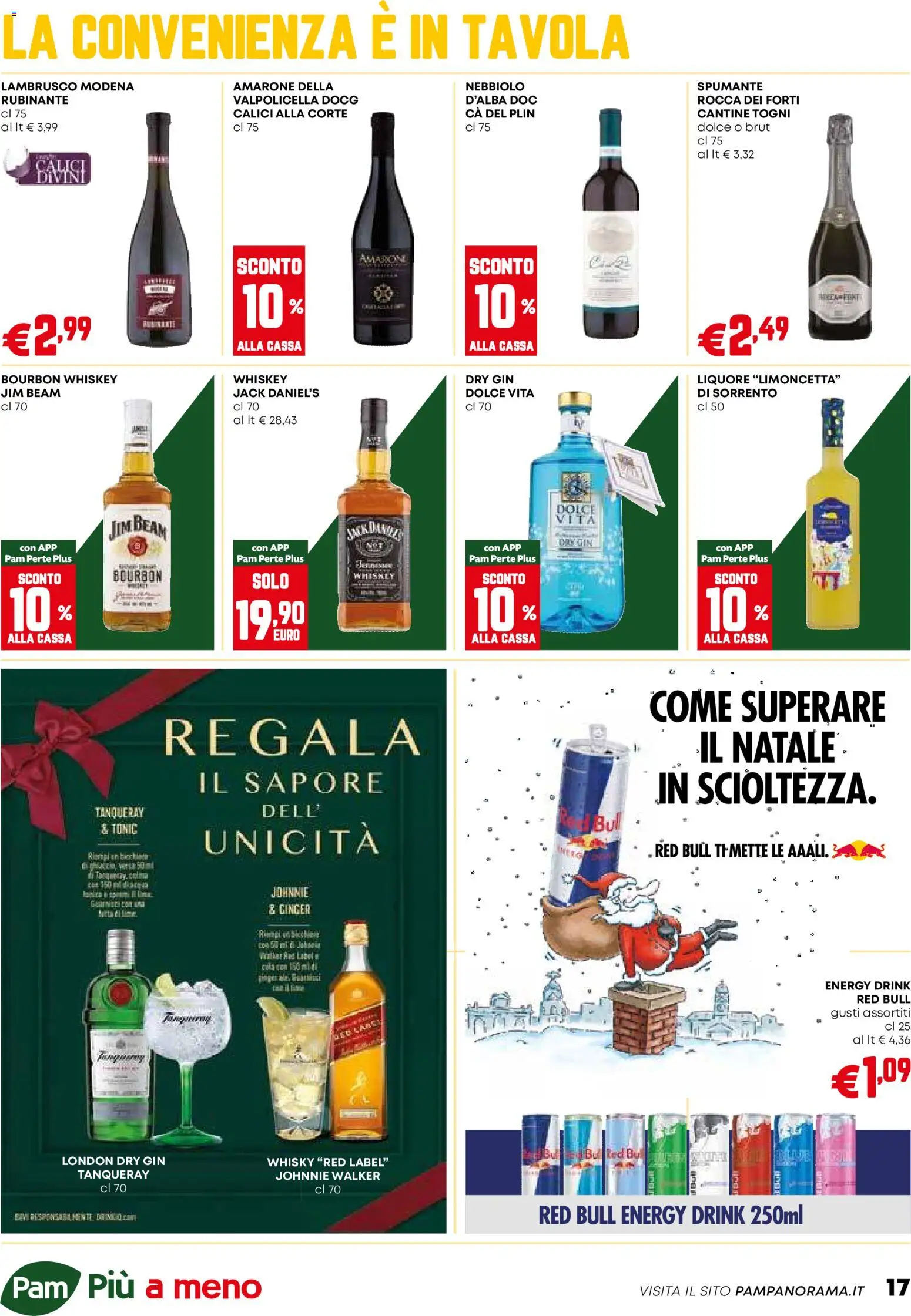 Volantino PAM del 18.12.2025 | Pagina: 17 | Prodotti: Bourbon, Whisky, Spumante, Red Bull