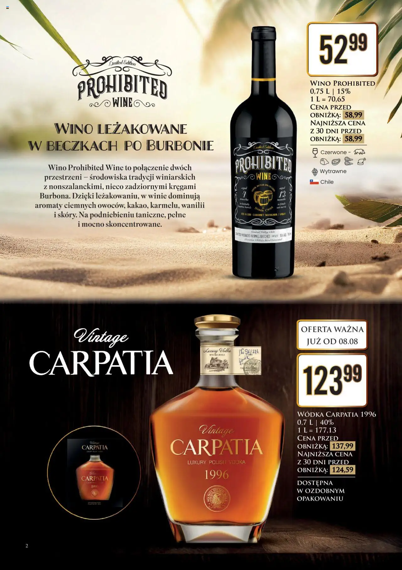 Dino Gazetka alkoholowa od 11.08.2025 | Strona: 2 | Produkty: Vodka, Wino, Wódka, Wódka carpatia