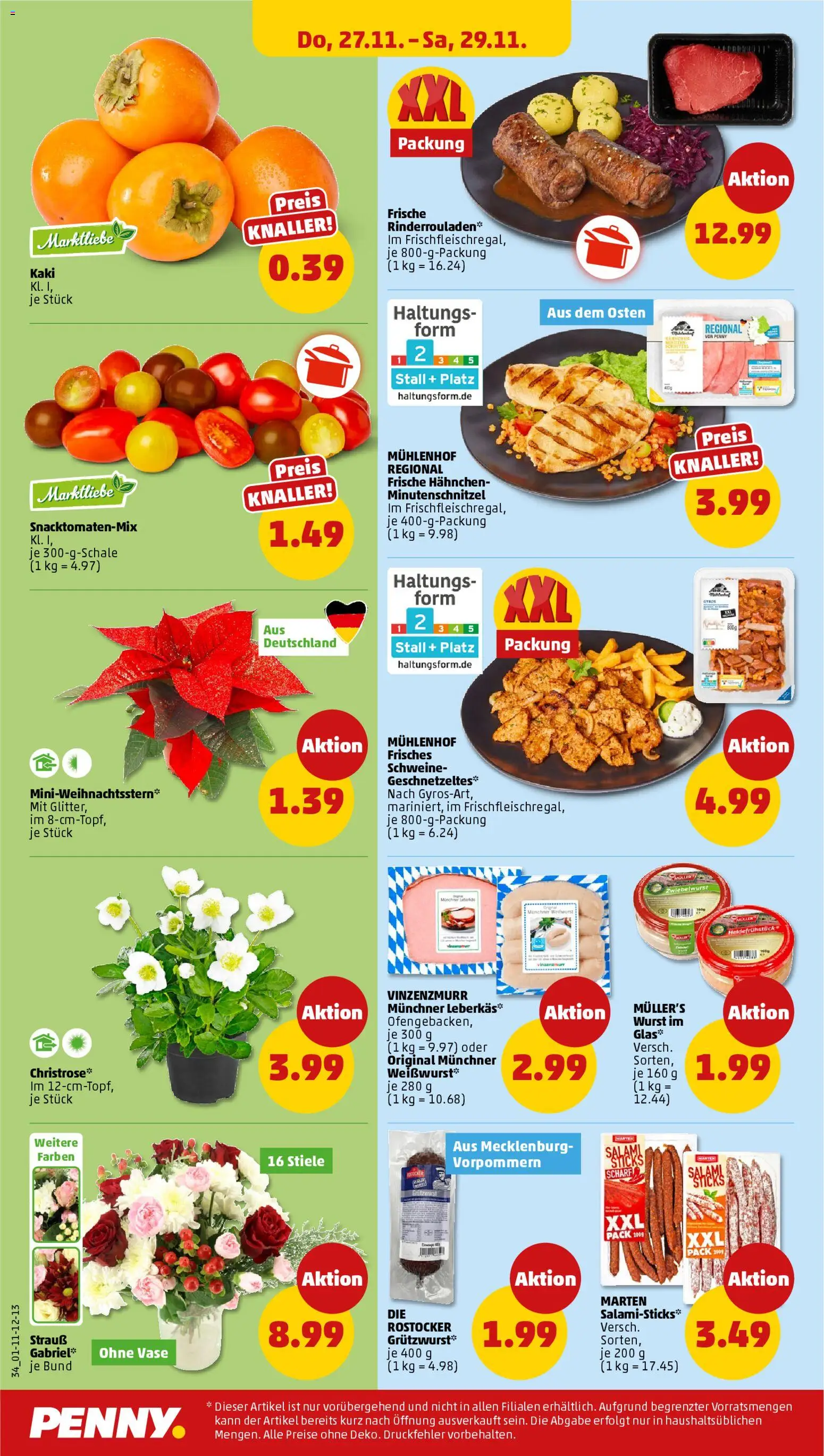 Penny - Black Friday – gültig ab 24.11.2025 | Seite: 34 | Produkte: Rinderrouladen, Weißwurst, Wurst, Kaki