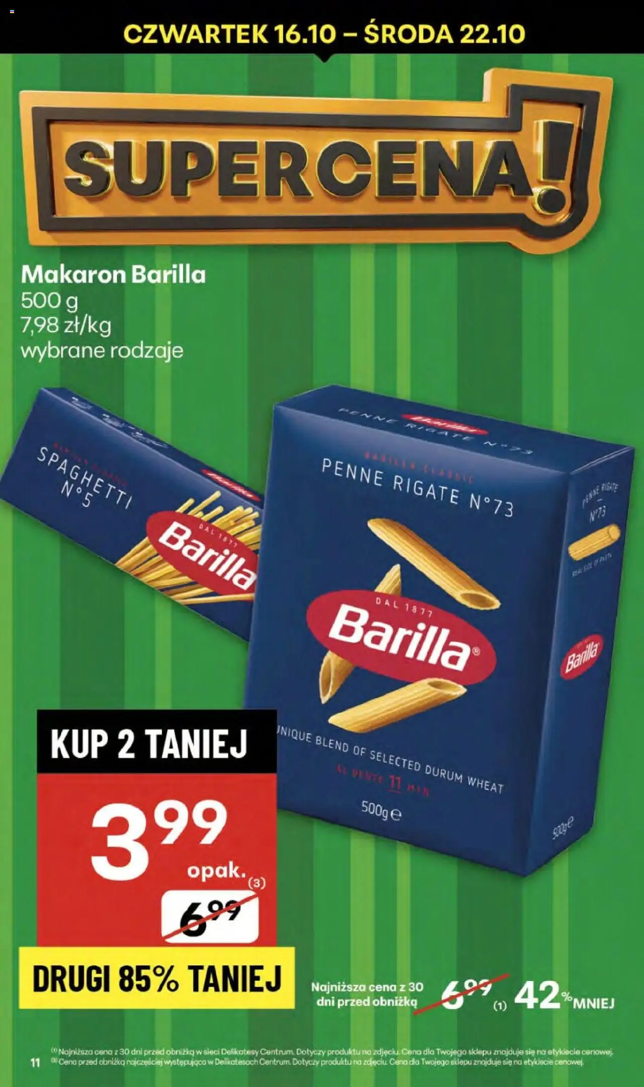 Delikatesy Centrum Gazetka od 16.10.2025 | Strona: 11 | Produkty: Makaron Barilla, Penne, Delikatesy, Makaron