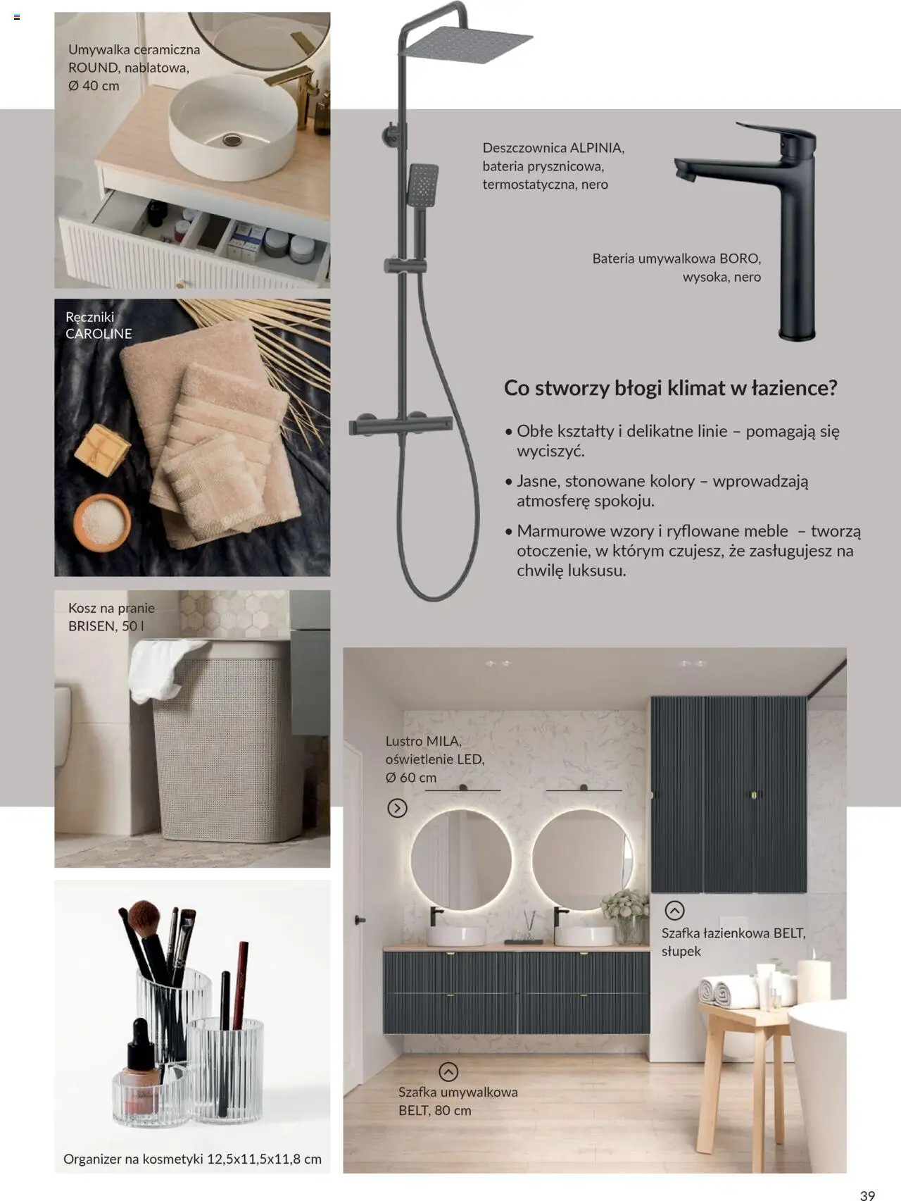 Salony Agata Gazetka - Trendbook od 21.03.2025 | Strona: 39 | Produkty: Kosmetyki, Umywalka, Bateria, Lustro