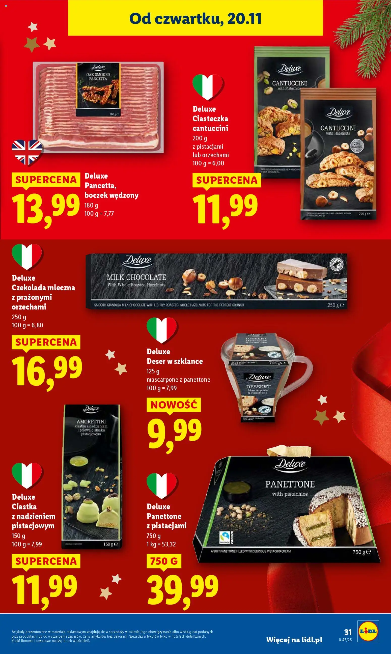 Lidl Gazetka od 20.11.2025 | Strona: 33 | Produkty: Cantuccini, Boczek wędzony, Boczek, Ciastka