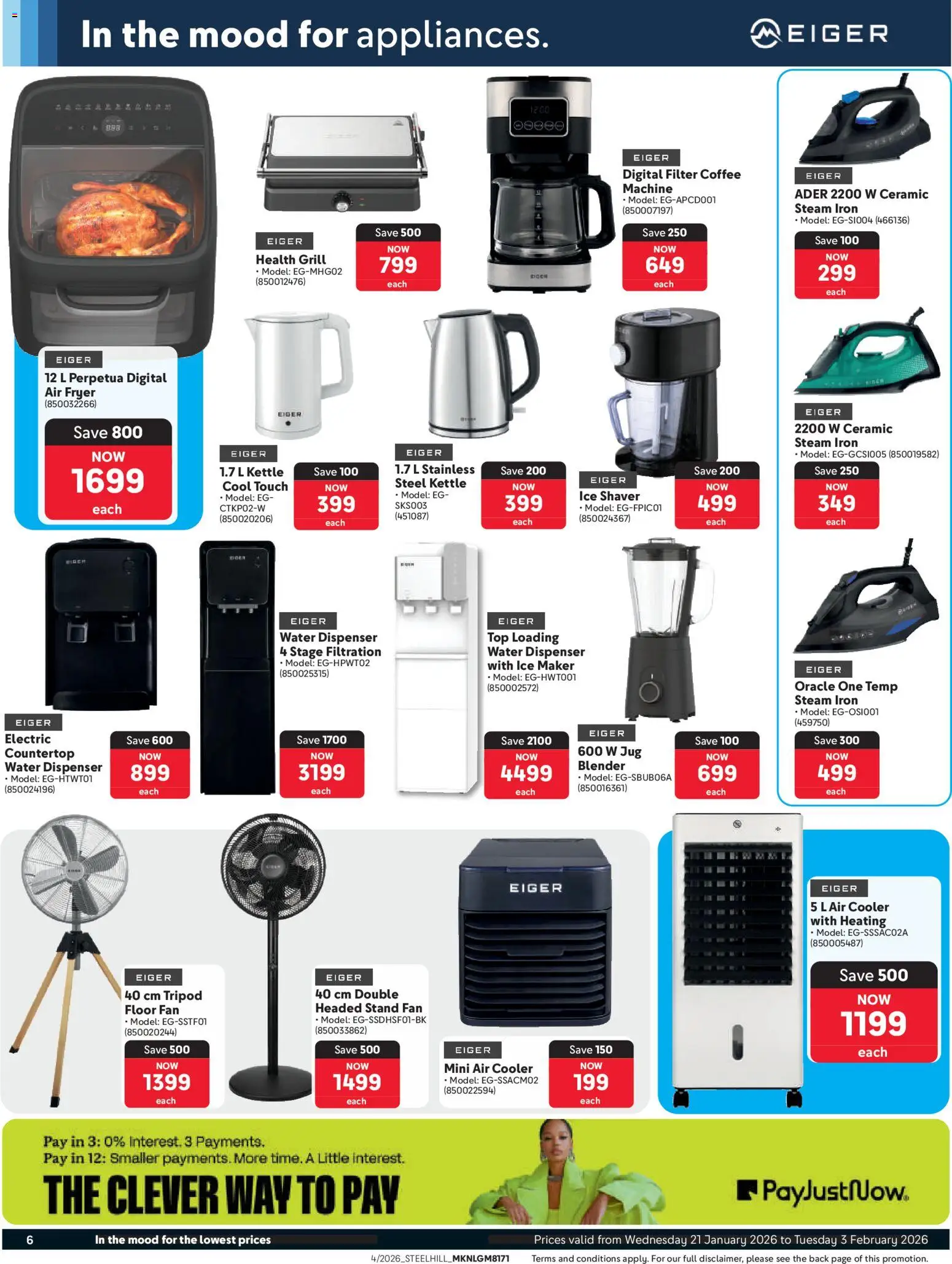 New Makro catalogue – valid from 21.01.2026 | Page: 6 | Products: Grill, Kettle, Iron, Fan