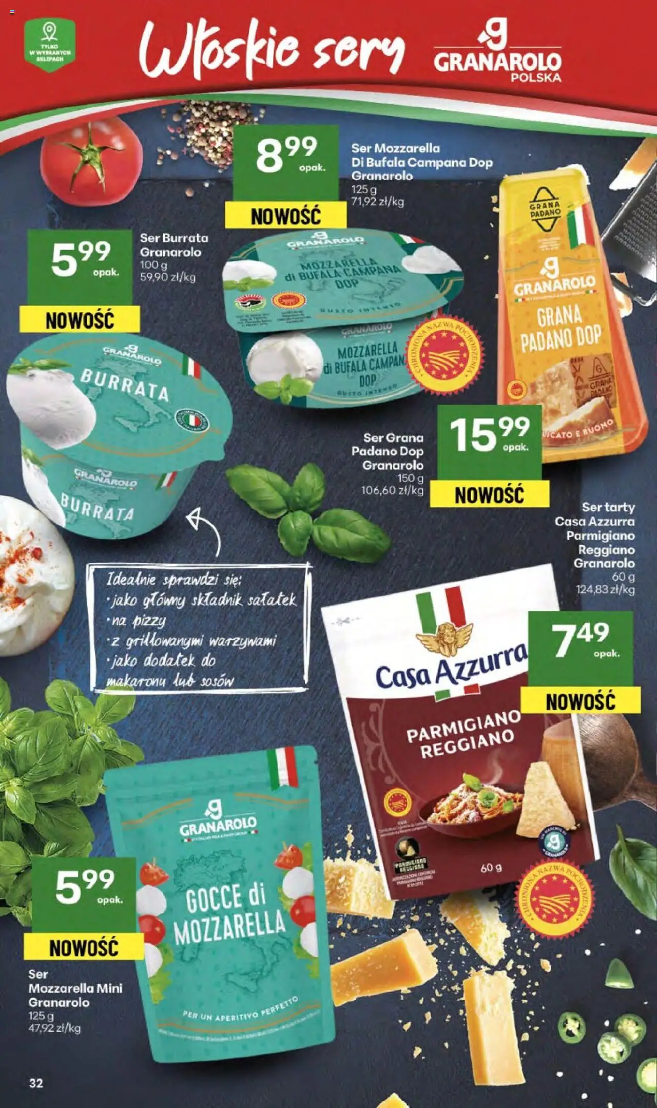 Delikatesy Centrum Gazetka - Sklepy Własne od 18.09.2025 | Strona: 32 | Produkty: Mozzarella di bufala, Grana padano, Sery, Ser