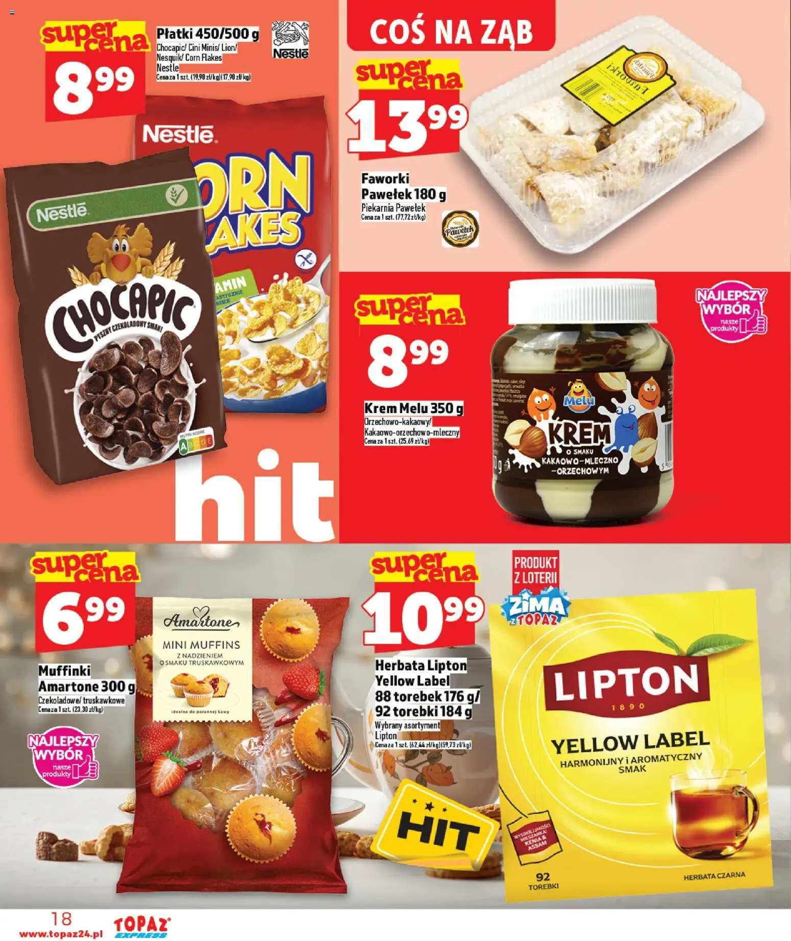 Topaz Gazetka - Express od 15.01.2026 | Strona: 18 | Produkty: Herbata lipton, Krem, Torebki, Corn Flakes