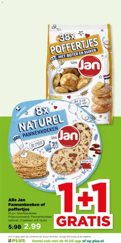 Alle Jan Pannenkoeken of poffertjes, M.u.v. familiepakken Prijsvoorbeeld: Pannenkoeken naturel, 2 pakken à 8 stuks - Voorbeeld van een folder van Plus, geldig van 15.10.2025 | Pagina: 3