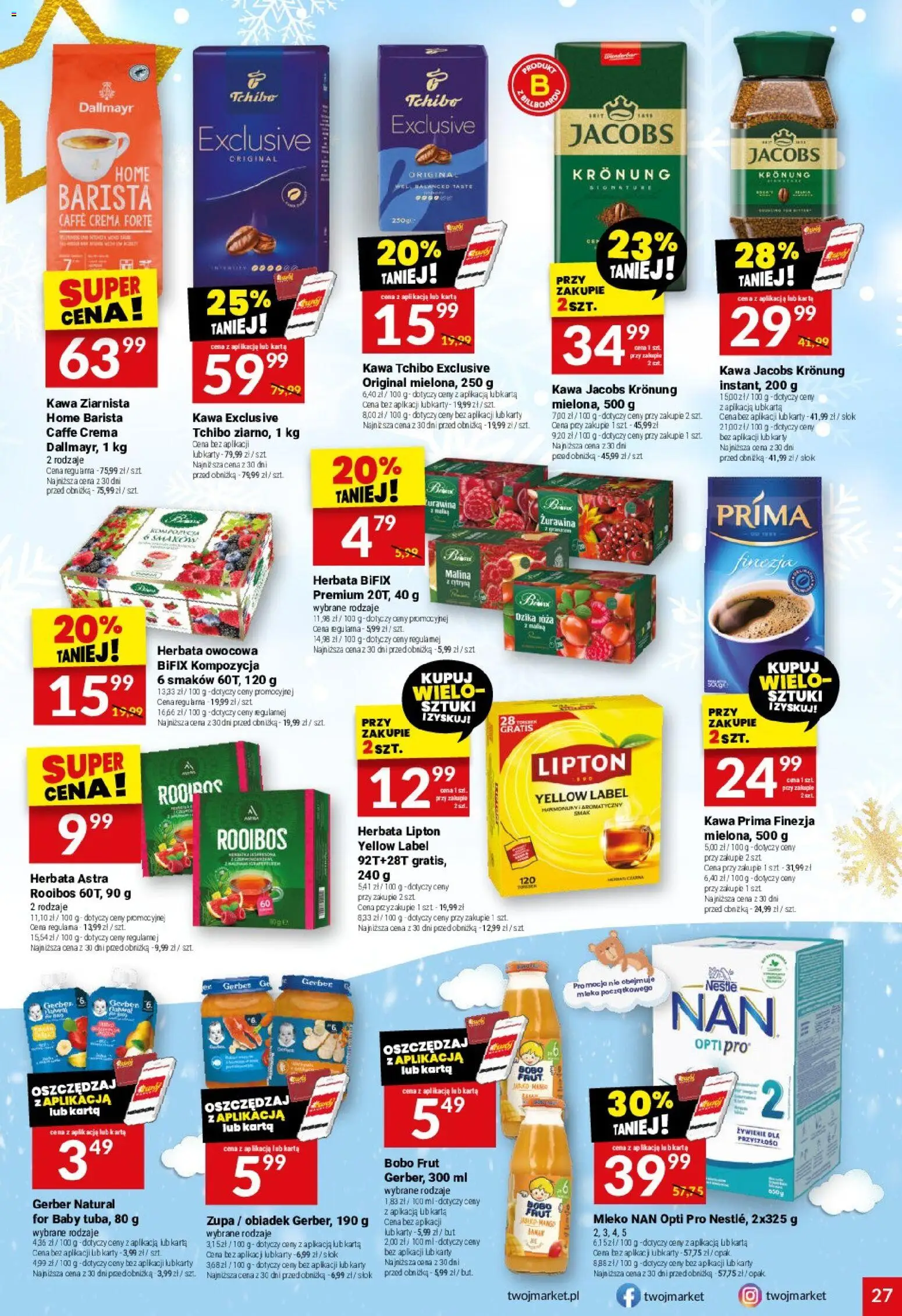 Twój Market Gazetka od 10.12.2025 | Strona: 27 | Produkty: Herbata lipton, Mleko, Kawa prima, Herbata
