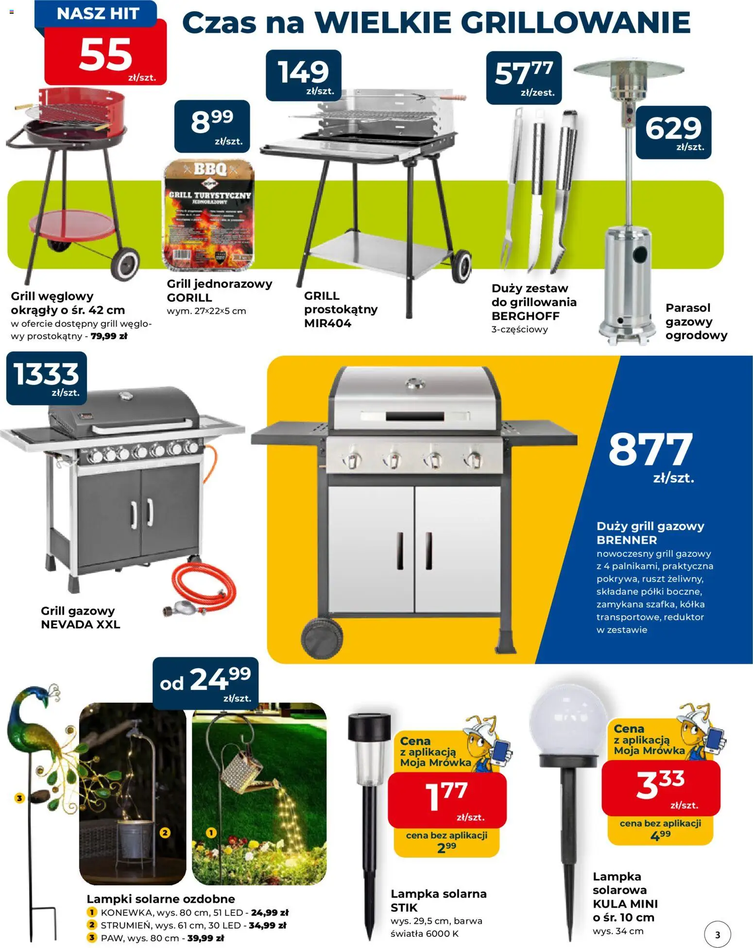 Mrówka gazetka - Radomsko od 23.04.2026 | Strona: 3 | Produkty: Lampki, Grill, Grill gazowy, Grill jednorazowy