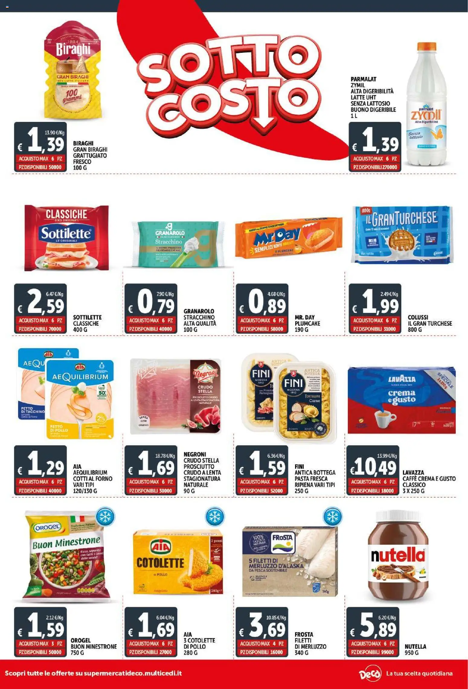 Volantino Decò del 30.01.2026 | Pagina: 2 | Prodotti: Latte, Prosciutto, Nutella, Forno