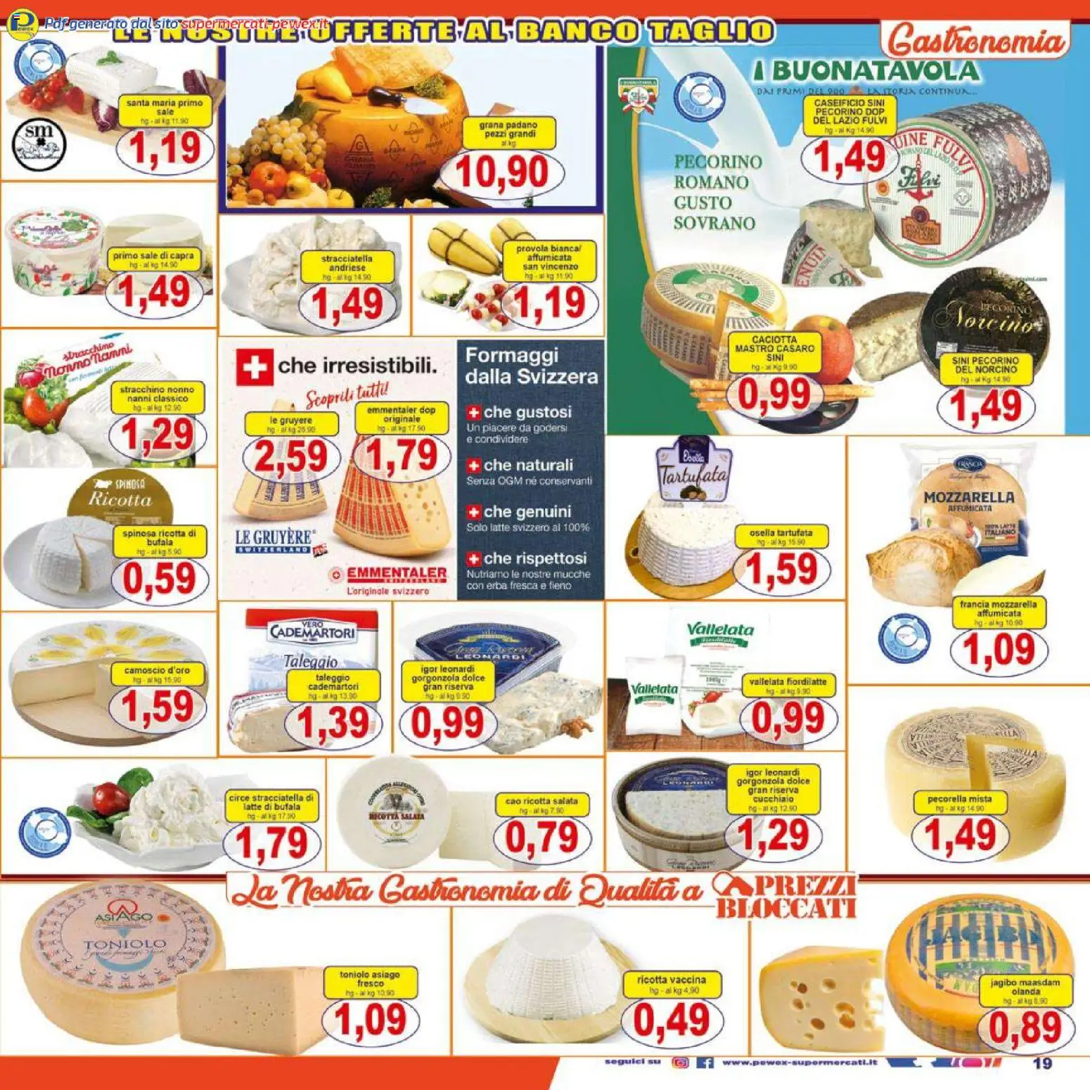 Volantino Pewex del 16.12.2025 | Pagina: 19 | Prodotti: Sale, Mozzarella, Latte, Grana Padano