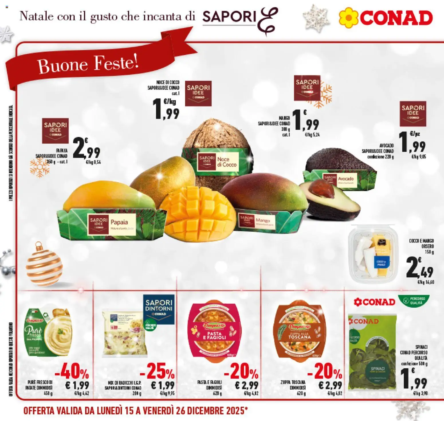 Volantino Conad del 15.12.2025 | Pagina: 14 | Prodotti: Avocado, Patate, Pasta, Spinaci