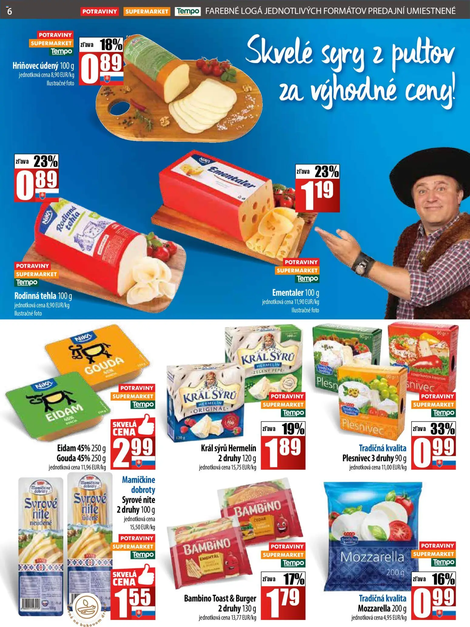 Nové COOP Jednota akcie – leták je platný od 13.11.2025 | Strana: 6 | Produkty: Gouda, Eidam, Mozzarella