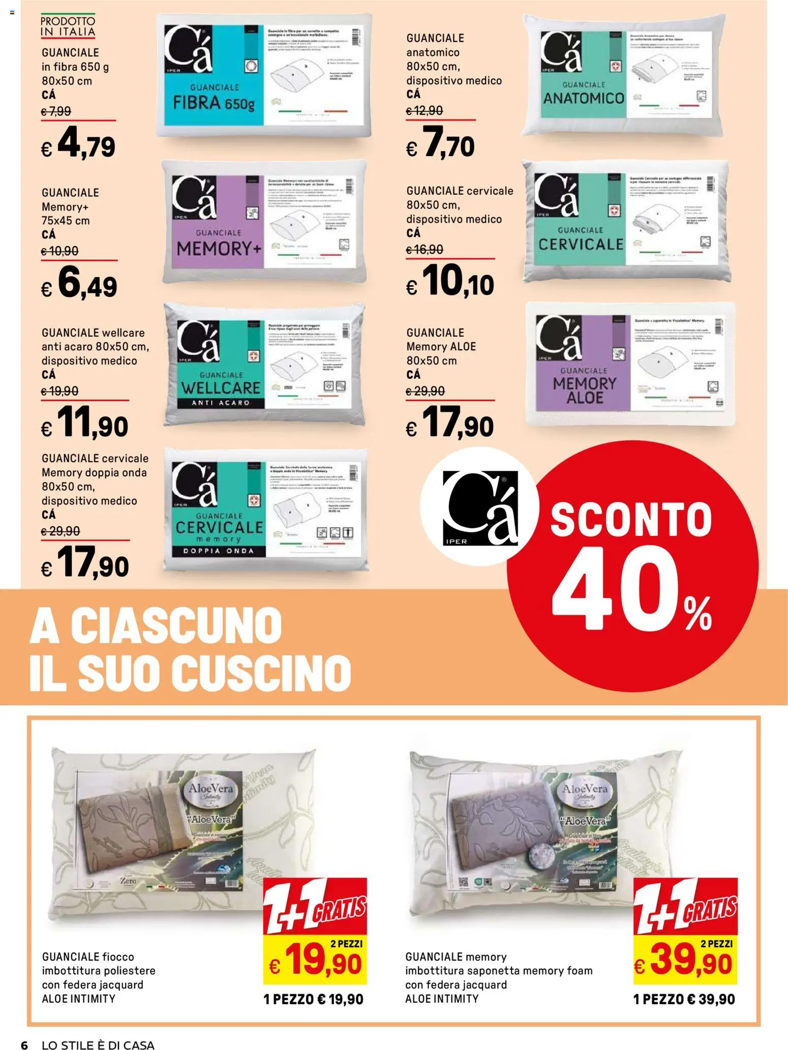 Volantino Iper del 07.04.2026 | Pagina: 6 | Prodotti: Saponetta, Cuscino, Federa, Guanciale