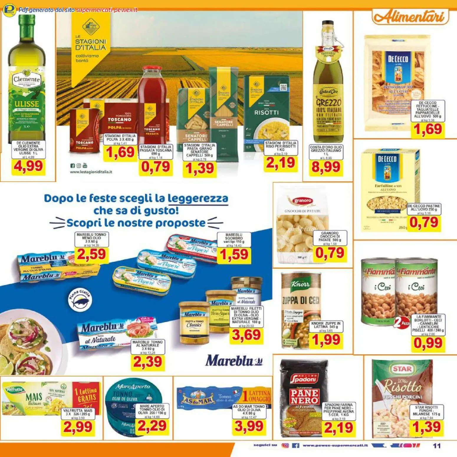 Volantino Pewex del 07.01.2026 | Pagina: 11 | Prodotti: Olio, Farina, Piselli, Fettuccine