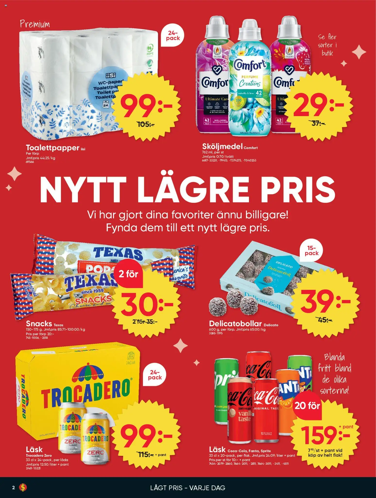 Dollar Store reklamblad aktuell från 23.02.2026 | Sida: 2 | Produkter: Toalettpapper, Låda, Sprite, Lime