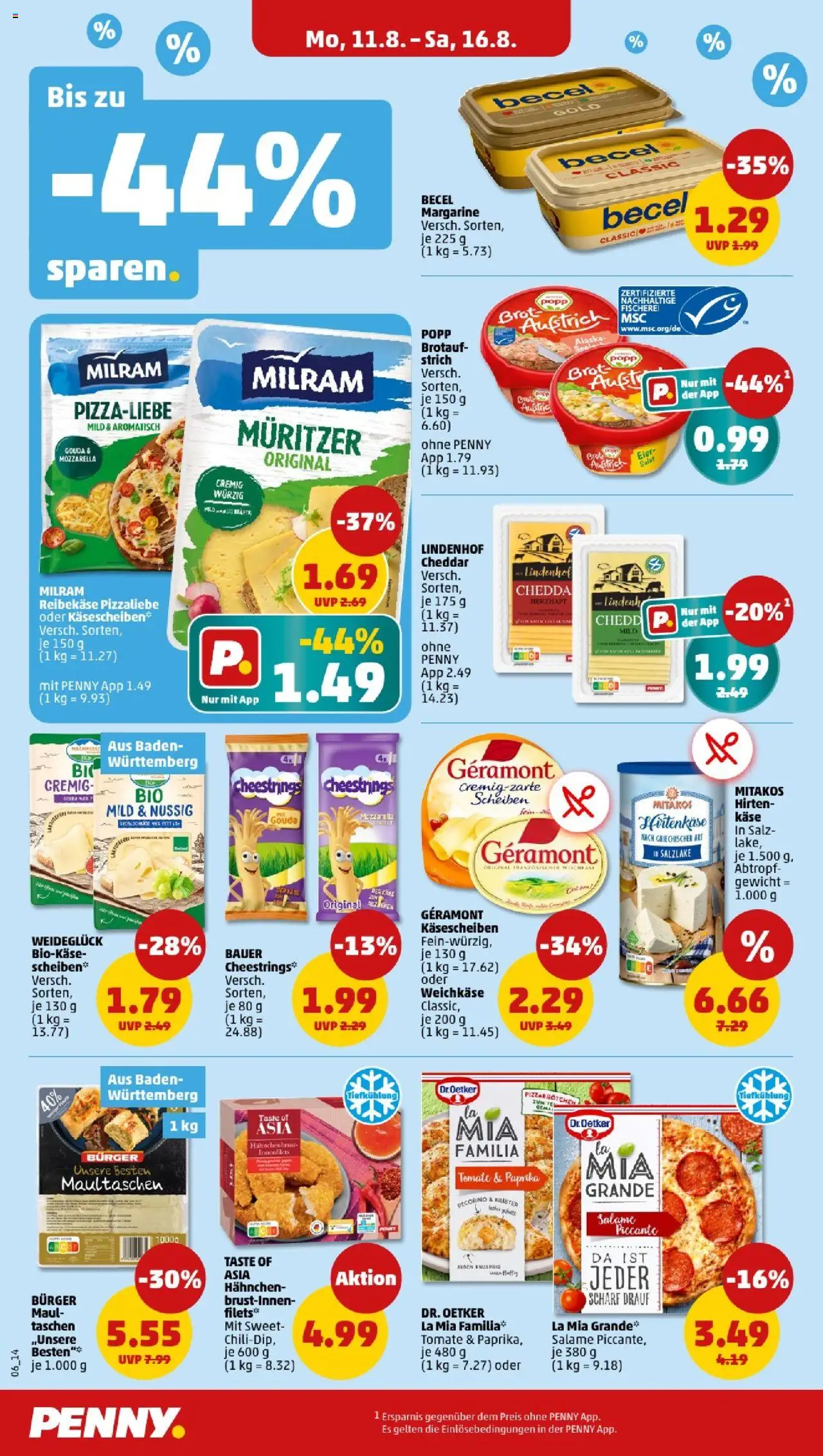 Penny - Baden-Württemberg - gültig ab dem 11.08.2025 | Seite: 6 | Produkte: Hahnchen, Becel, Gouda, Salz