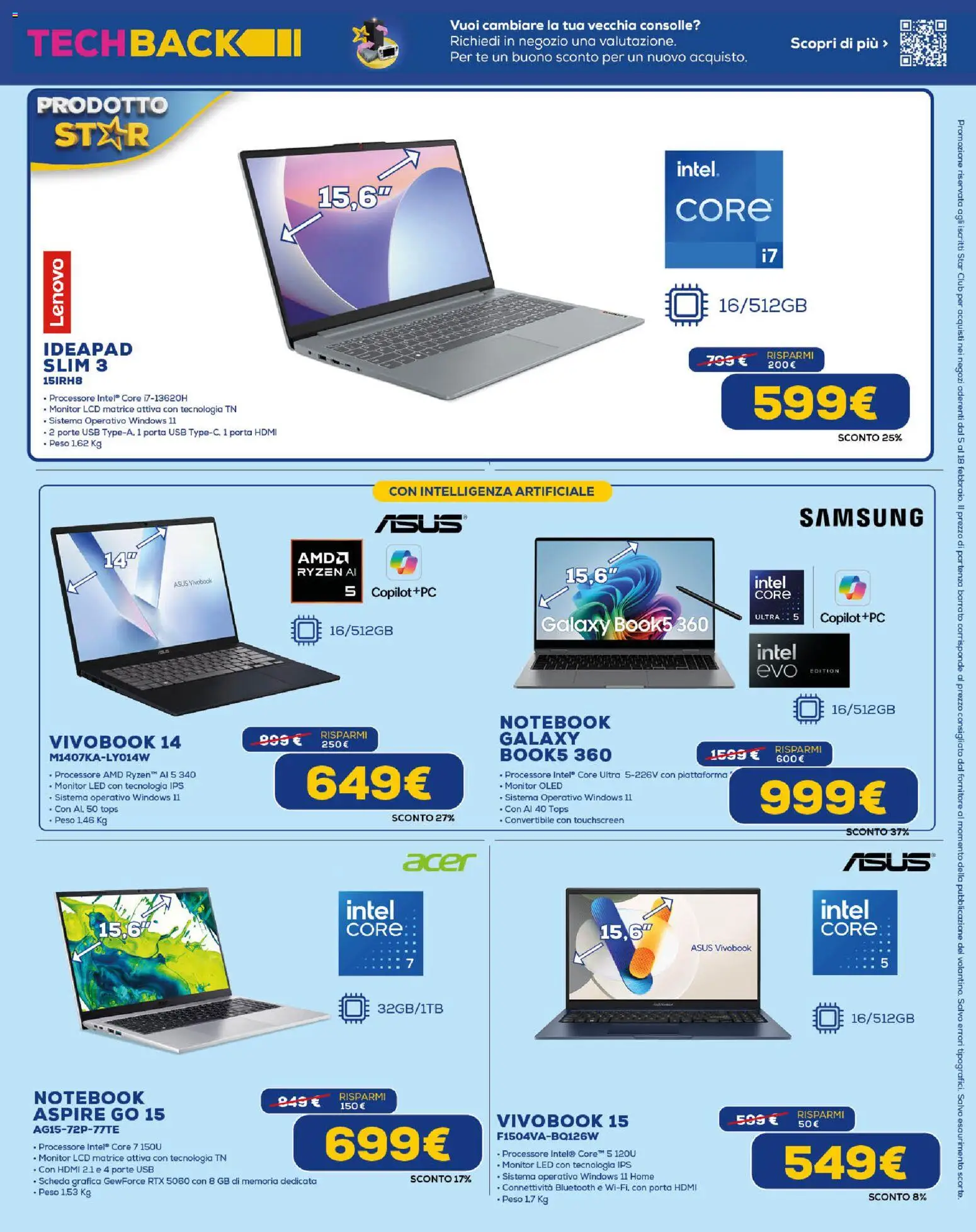 Volantino Euronics del 05.02.2026 | Pagina: 13 | Prodotti: Monitor, Tè, USB, Samsung