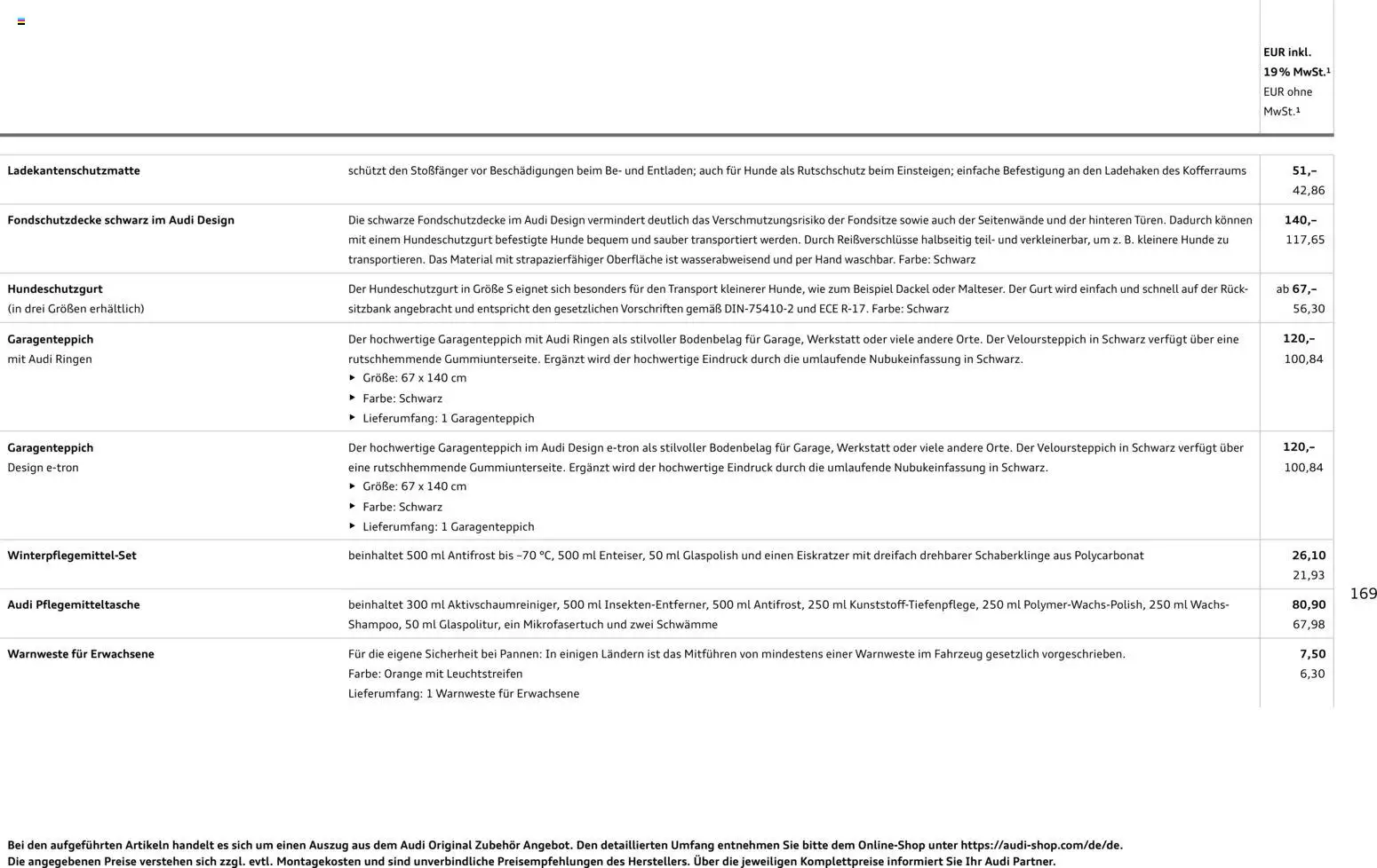 Audi A5 – gültig ab 28.10.2025 | Seite: 169 | Produkte: Sitzbank