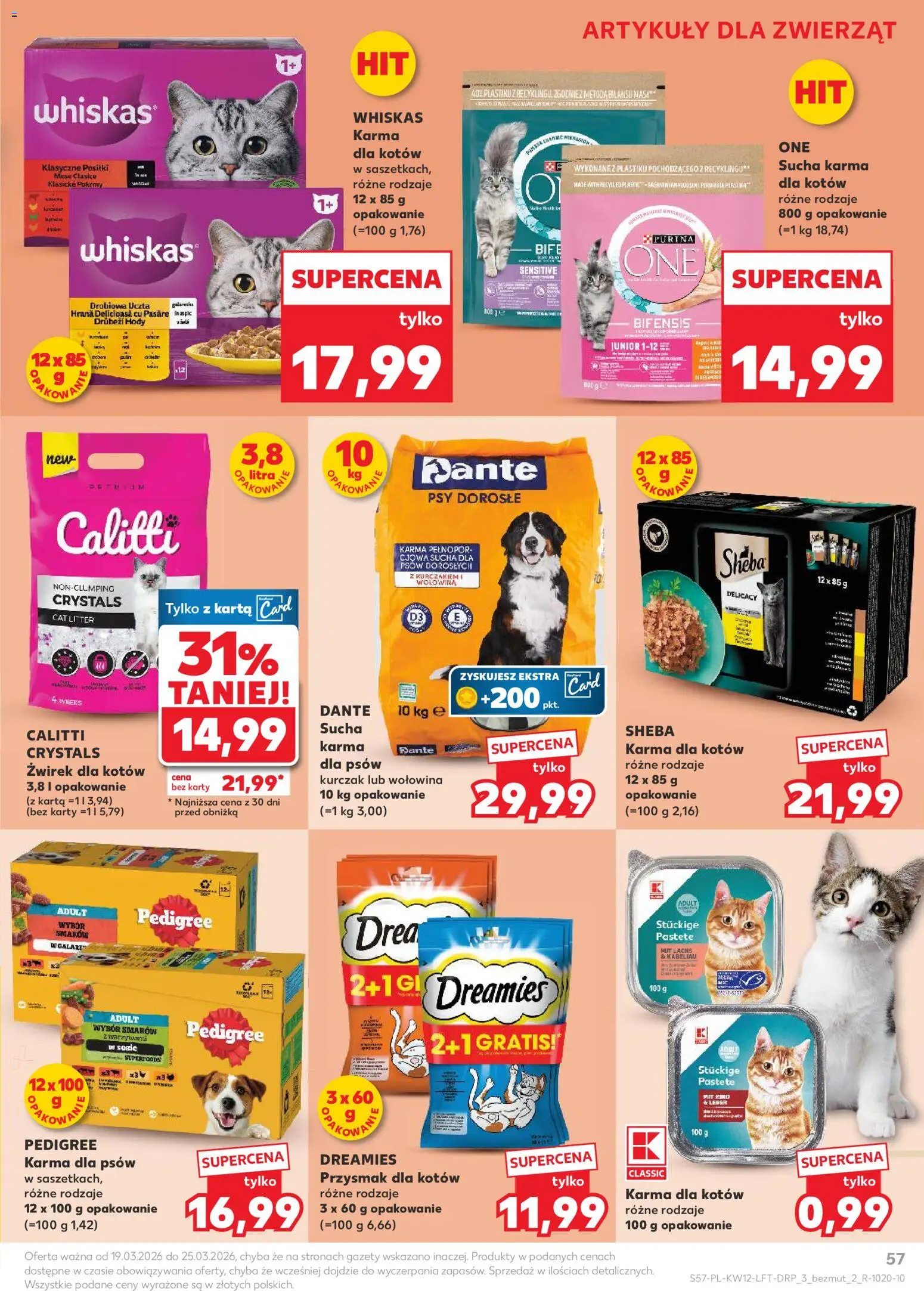 Kaufland Polsko leták od 19.03.2026 | Strana: 57 | Produkty: Purina, Whiskas, Pedigree, Sheba