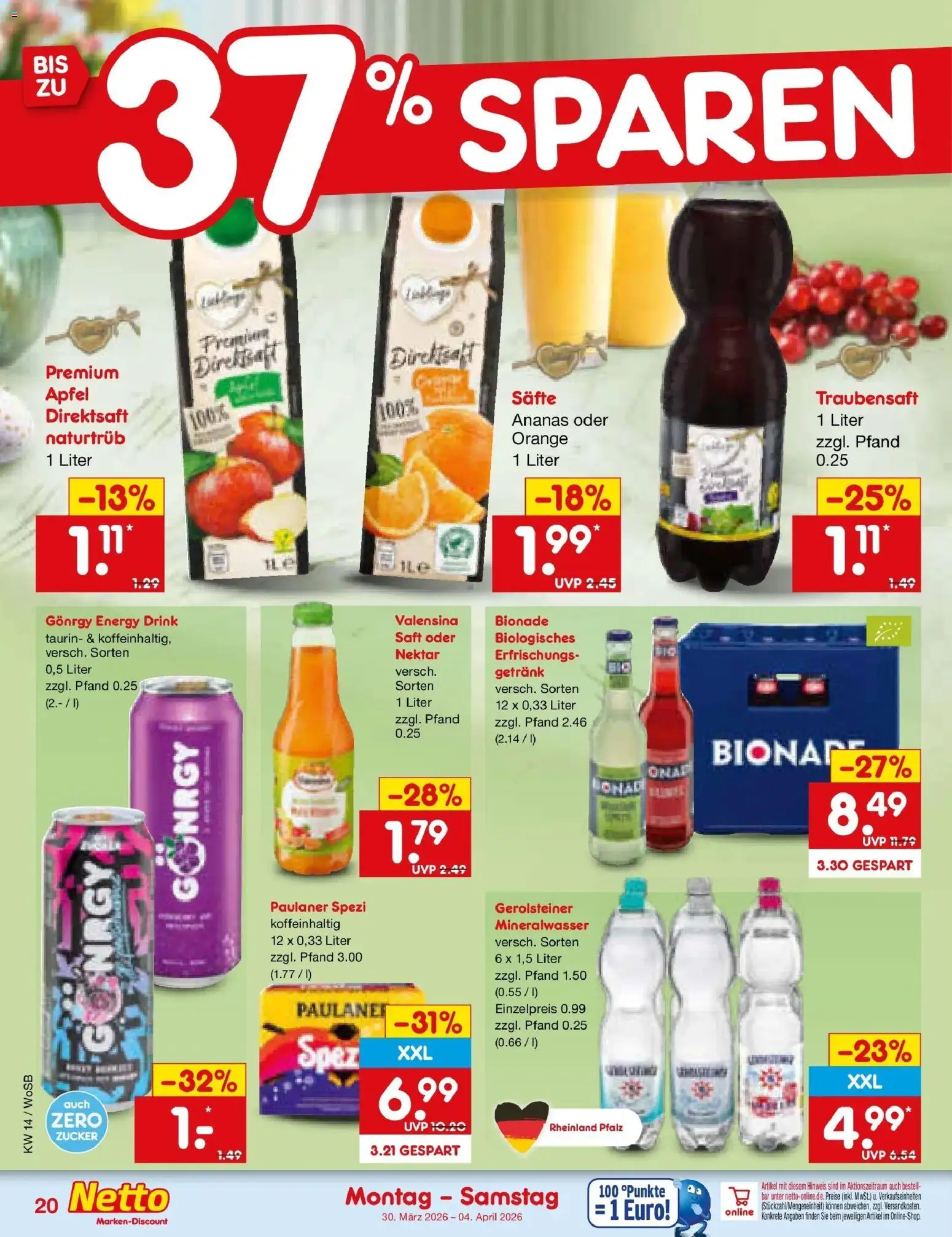 Netto Marken-Discount Prospekt Mannheim	 – gültig ab 29.03.2026 | Seite: 24 | Produkte: Äpfel, Ananas, Saft, Paulaner