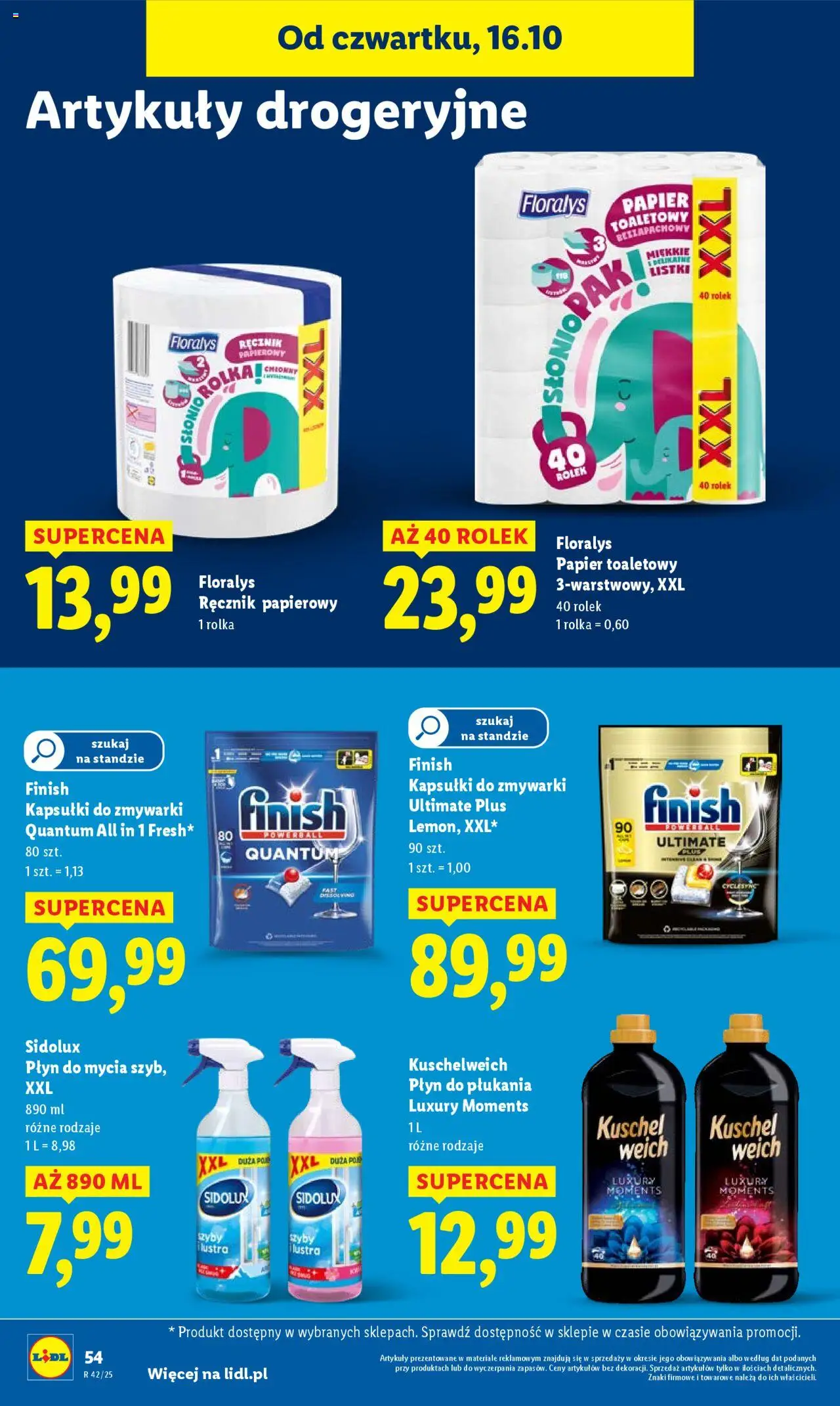 Lidl Gazetka od 16.10.2025 | Strona: 58 | Produkty: Papier toaletowy, Cleaner, Finish, Ręcznik papierowy