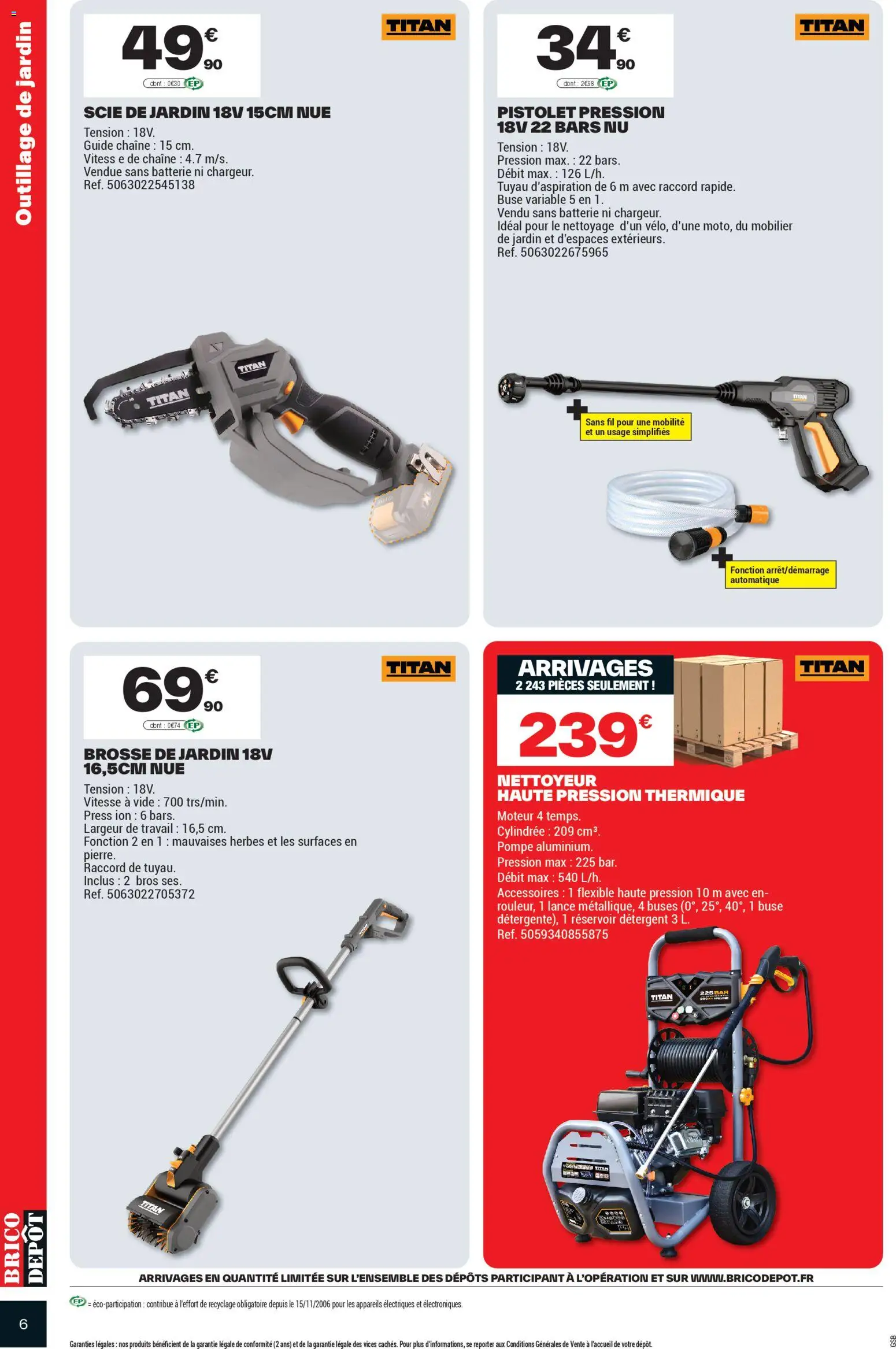 {H1} | Page: 6 | Produits: Brosse, Tuyau, Détergent, Batterie