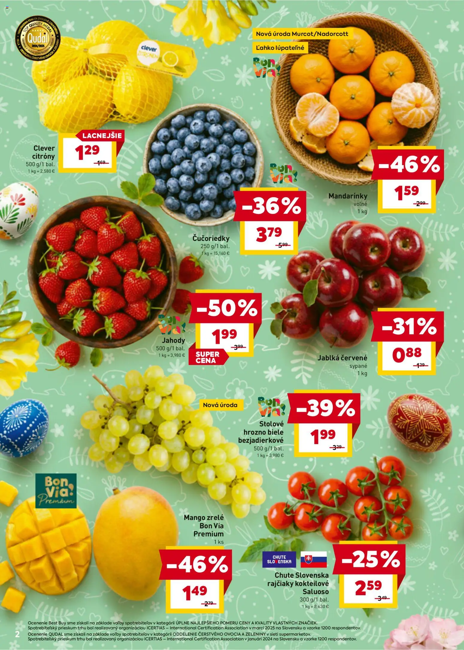 Nové Billa akcie – leták je platný od 30.03.2026 | Strana: 4 | Produkty: Jablká, Citróny, Čučoriedky, Mandarinky