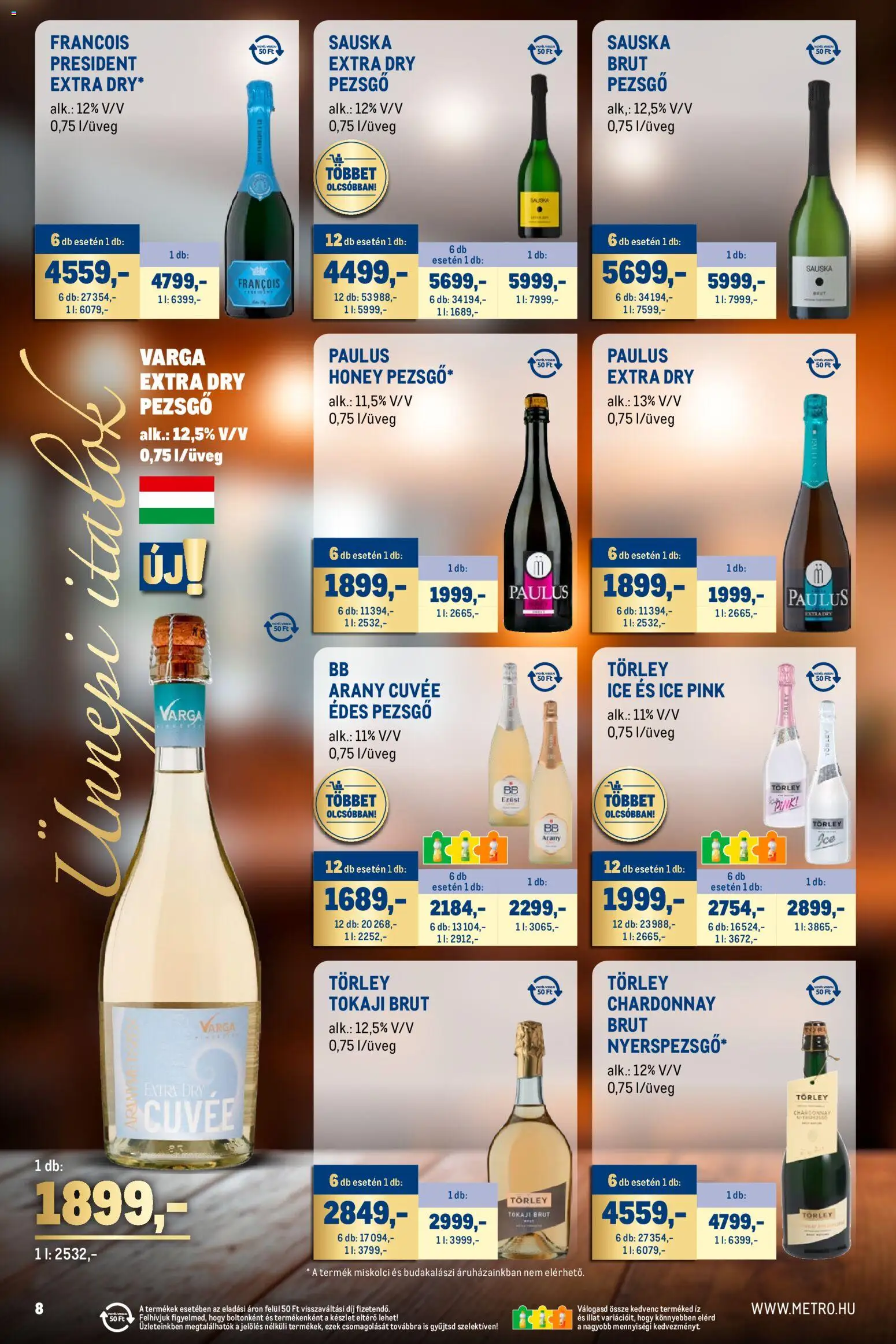 Metro akciós ujság - amely érvényes a következő dátumtól: 02.11.2025 | Oldal: 8 | Termékek: Pezsgő, Só