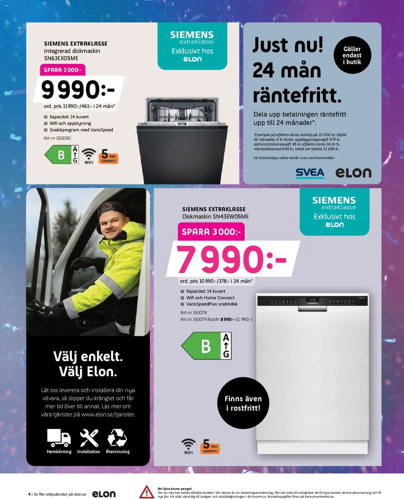 Elon reklamblad aktuell från 26.01.2026 | Sida: 4 | Produkter: Diskmaskin, Galler, Kuvert, Wifi