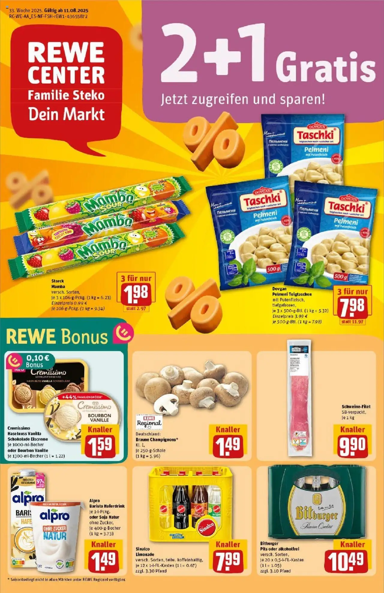 Rewe prospekt Erkelenz	 - gültig ab dem 11.08.2025 | Seite: 1 | Produkte: Cola, Schokolade, Haferdrink, Zucker