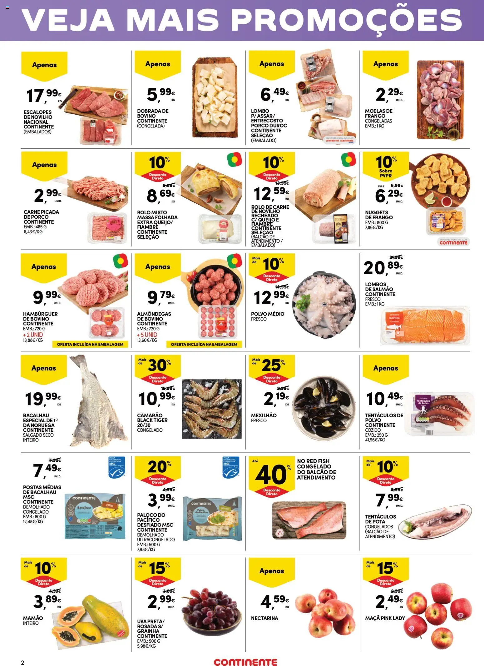 Continente Fim de Semana à Continente │ válido de 27.03.2026 | Página: 2 | Produtos: Maça, Massa, Moelas, Nuggets