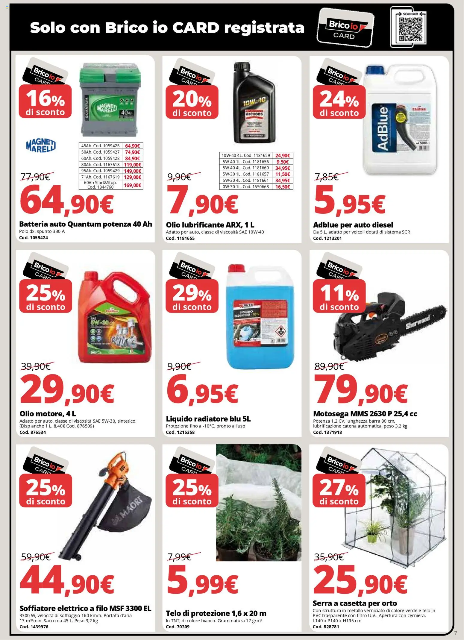 Volantino Brico io del 06.11.2025 | Pagina: 7 | Prodotti: Lubrificante, Olio, Polo, Motosega