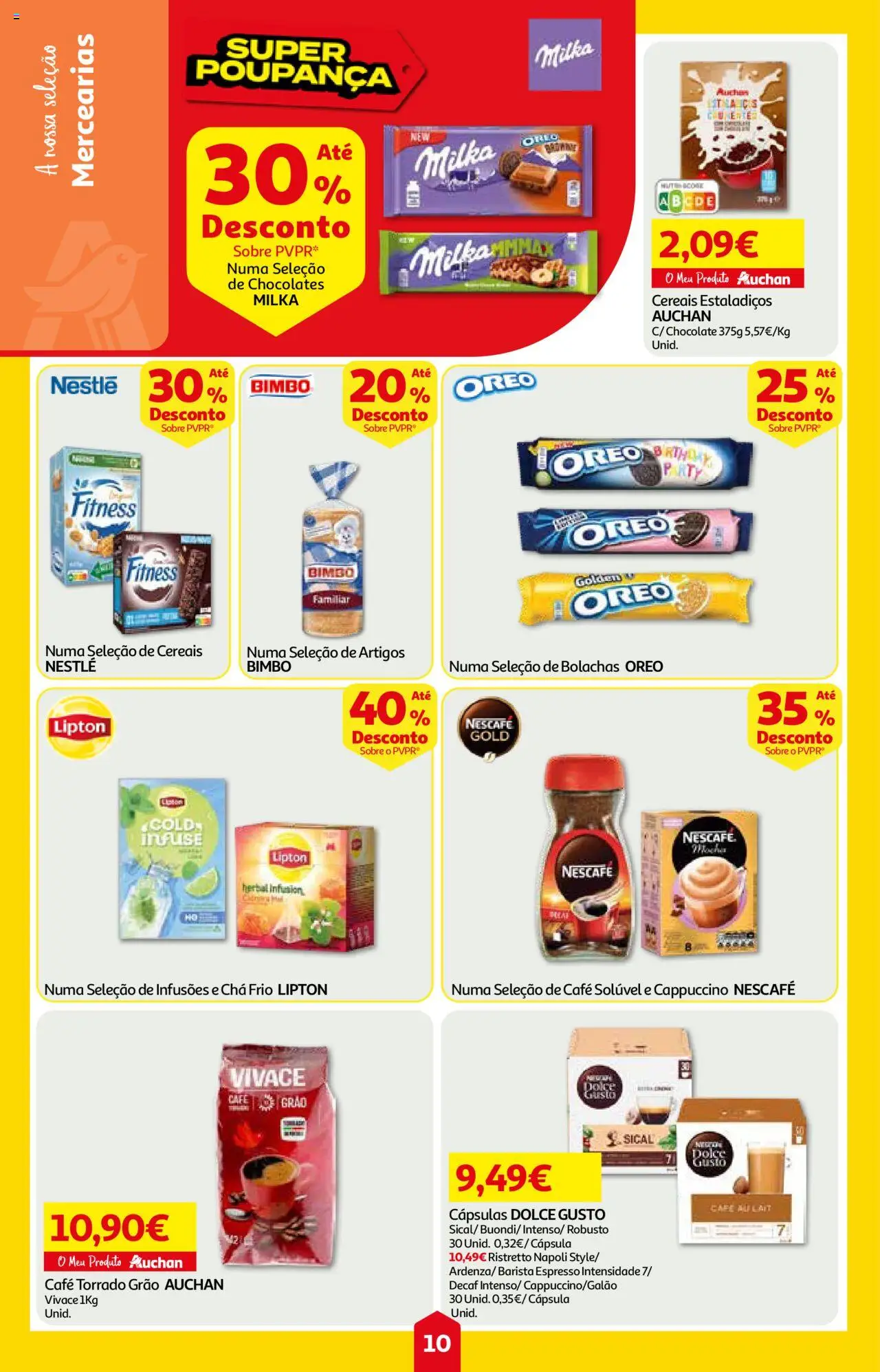 Auchan folheto │ válido de 07.08.2025 | Página: 10 | Produtos: Bolachas, Chocolate, Chá, Dolce gusto