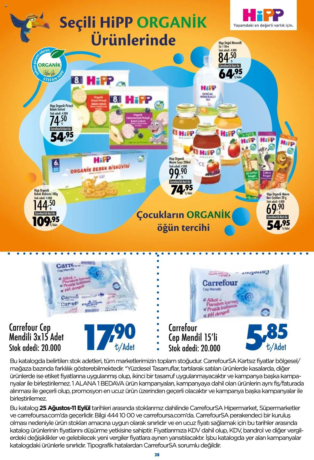 CarrefourSA Katalog - 25.08.2025 tarihinden itibaren geçerlidir | Sayfa: 28 | Ürünler: Mendil, Meyve suyu, Su, Meyve