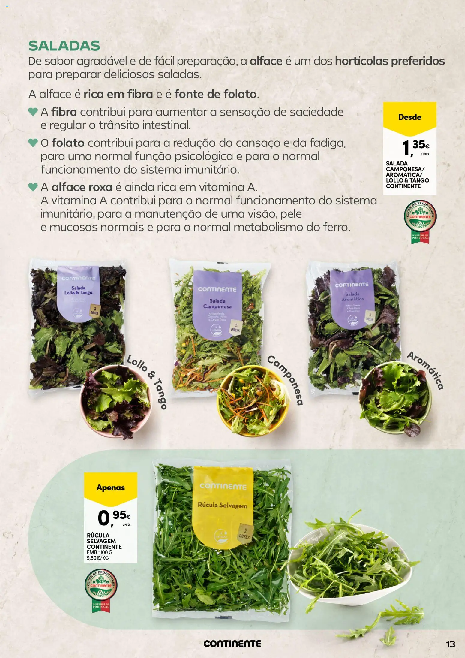 Continente - A frescura da primavera │ válido de 17.03.2026 | Página: 13 | Produtos: Rúcula, Milho, Salada, Alface