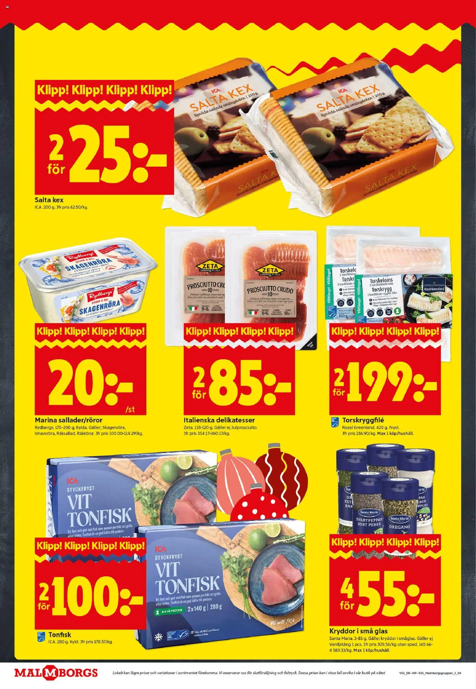 ICA Kvantum reklamblad aktuell från 22.12.2025 | Sida: 4 | Produkter: Räkor, Oregano, Tonfisk, Citron