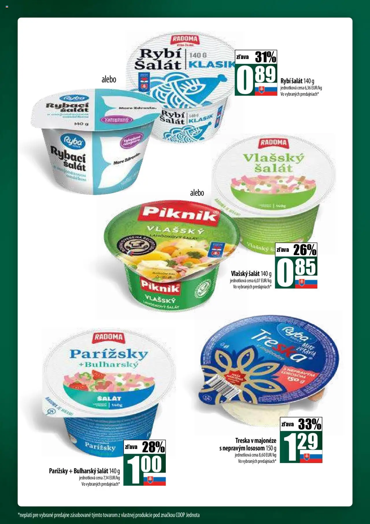 COOP Jednota široká ponuka │ platný od 14.08.2025 | Strana: 16 | Produkty: Ryba, Šalát, Treska