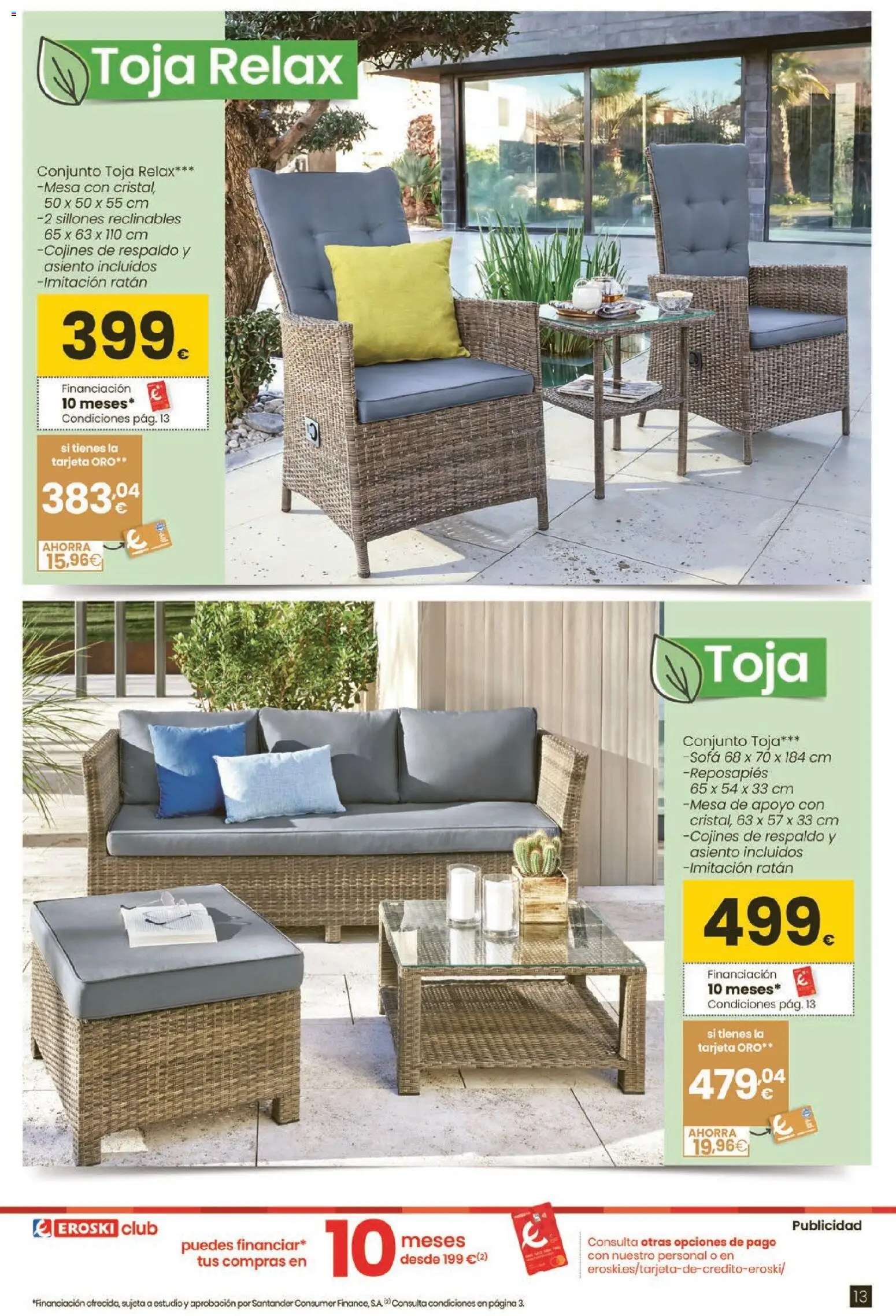 Eroski - Moda primavera-verano 2026 │ válido desde el 26.03.2026 | Página: 13 | Productos: Reposapiés, Sofá, Mesa