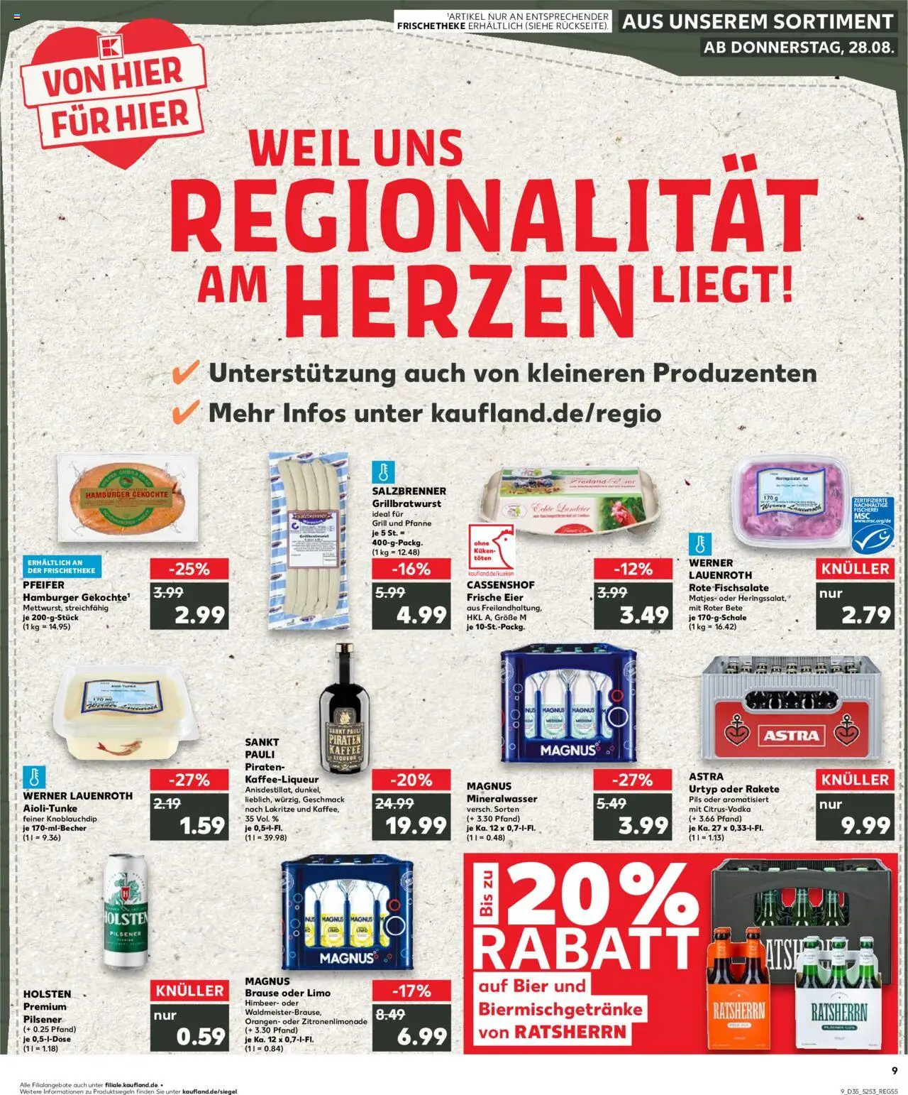 Kaufland prospekt Hamburg	 - gültig ab dem 28.08.2025 | Seite: 9 | Produkte: Eier, Astra, Holsten, Mineralwasser