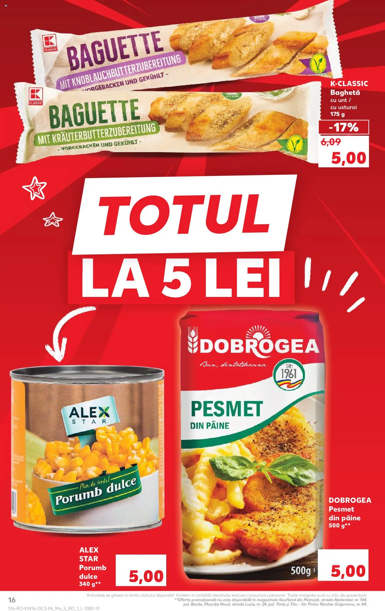 Noul catalog Kaufland – valabil de la 15.04.2026 | Pagină: 16 | Produse: Unt, Pâine, Porumb, Usturoi