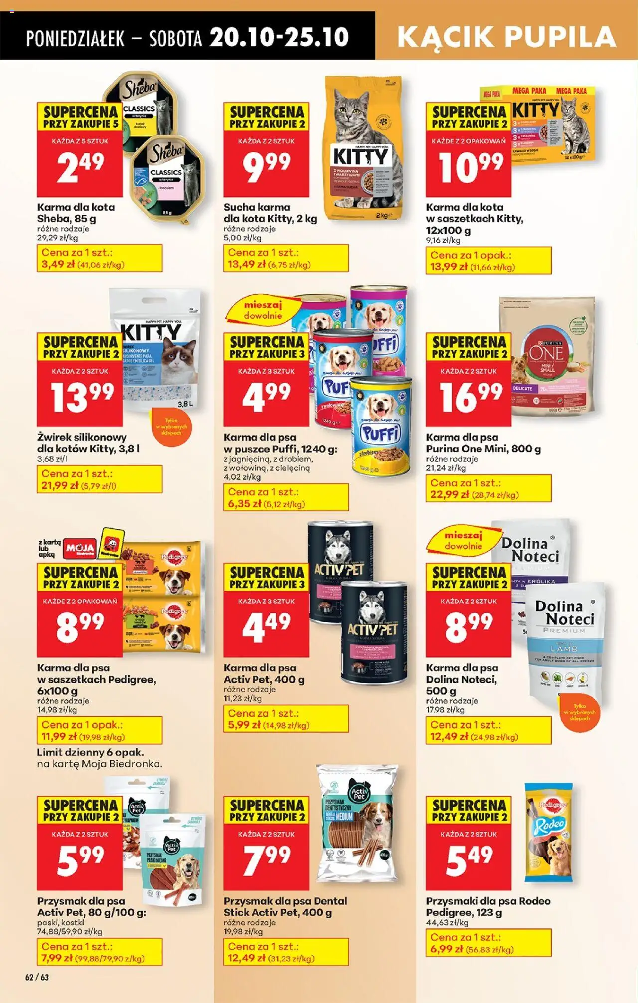 Biedronka gazetka od 20.10.2025 | Strona: 74 | Produkty: Karma dla psa, Karma dla psa puffi, Karma dla psa w puszce, Wołowina