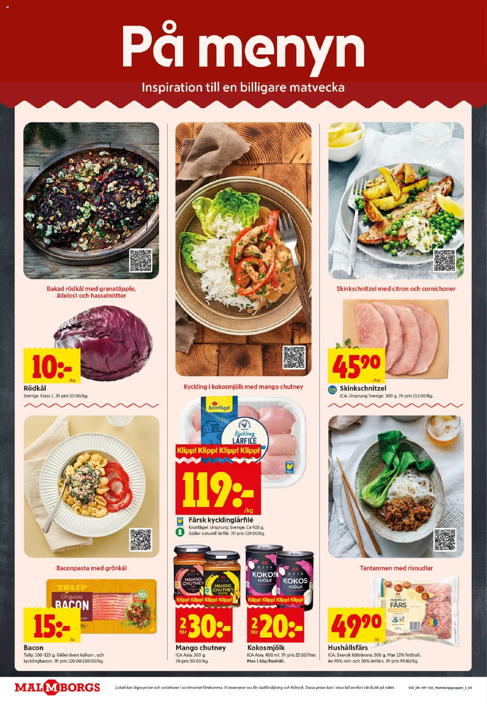 ICA Kvantum reklamblad aktuell från 08.12.2025 | Sida: 4 | Produkter: Bacon, Galler, Mjölk, Citron
